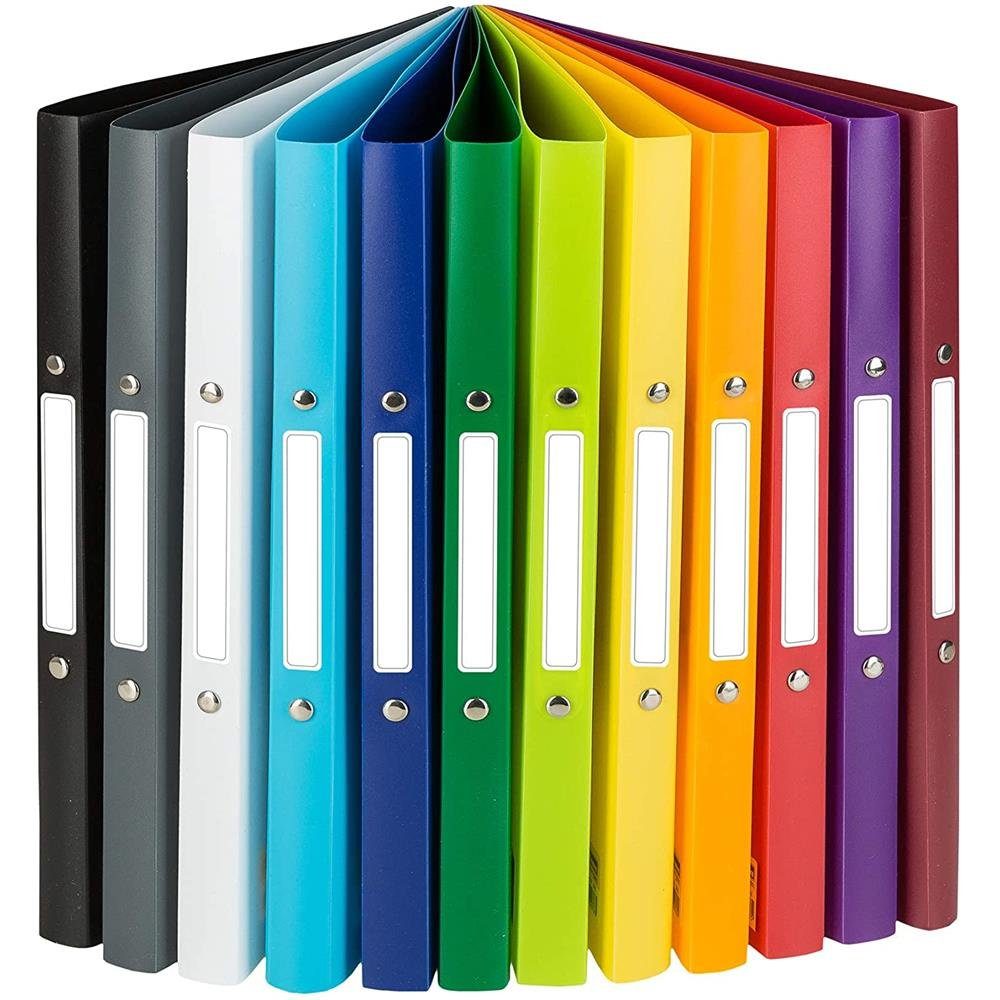 Idena Ringbuchmappe 10426 Ringbuch DIN A4, 12er Set, 2-Ring-Mechanik, 20 mm  breit, in 12 unterschiedlichen Farben, Ringbuch im DIN A4 Format
