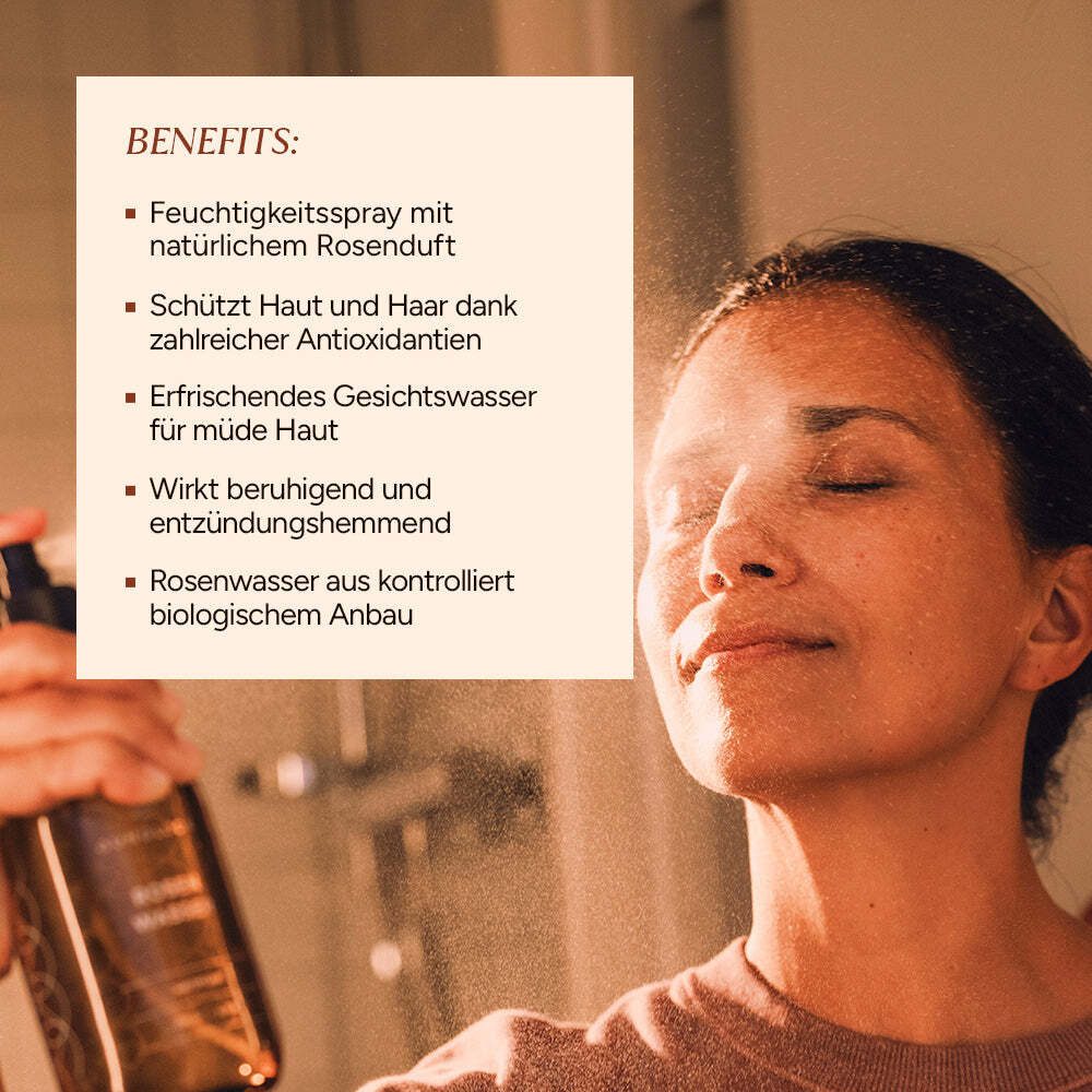 JUNGLÜCK Gesichtswasser Rosenwasser Spray - 100% Bio, Vegan, ohne Alkohol, 1-tlg., Erfrischendes Spray für Gesicht, Haare und Körper
