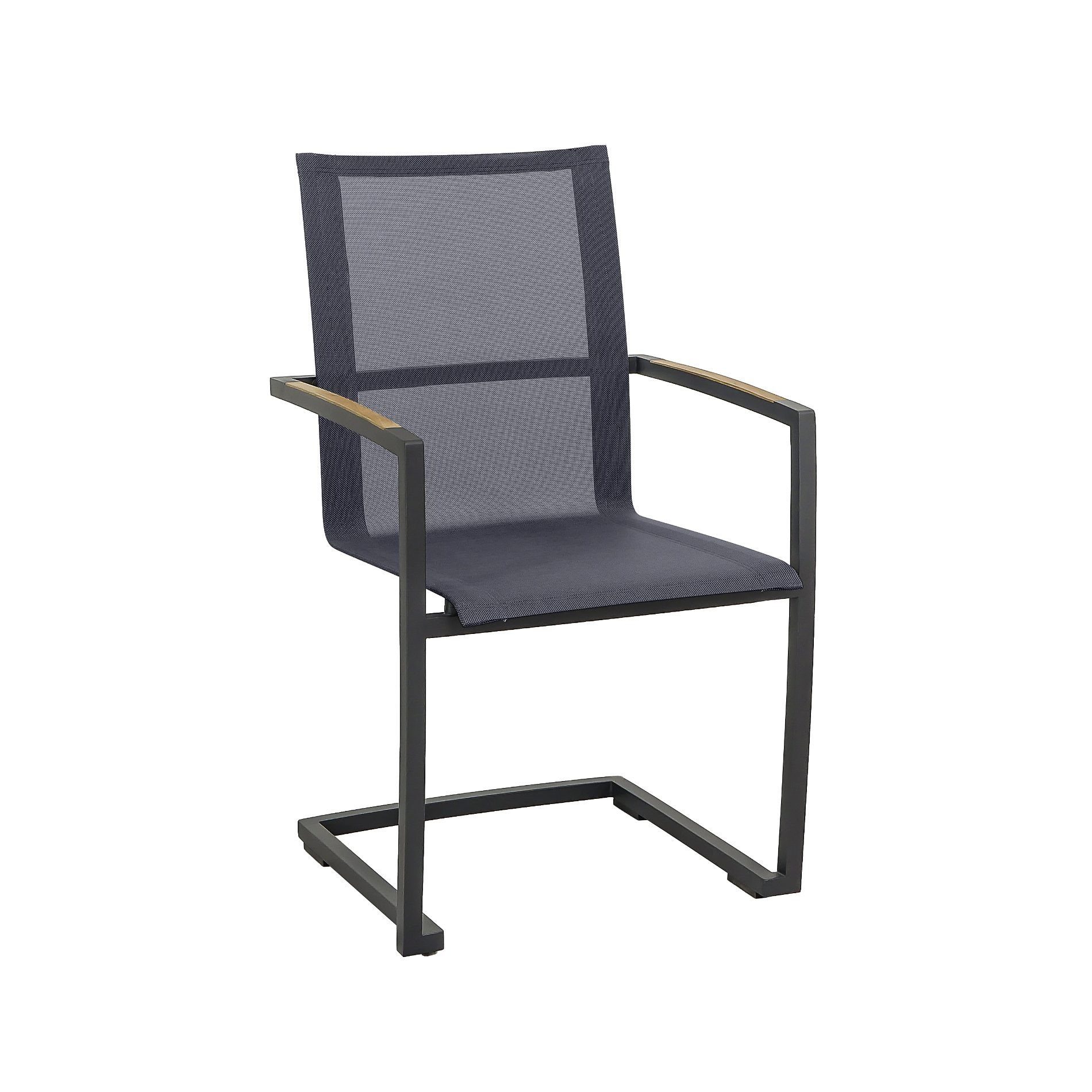 CASA DOMA Gartenstuhl Mineo, stapelbarer Freischwinger Edelstahl anthrazit/Sunproof®/Teak