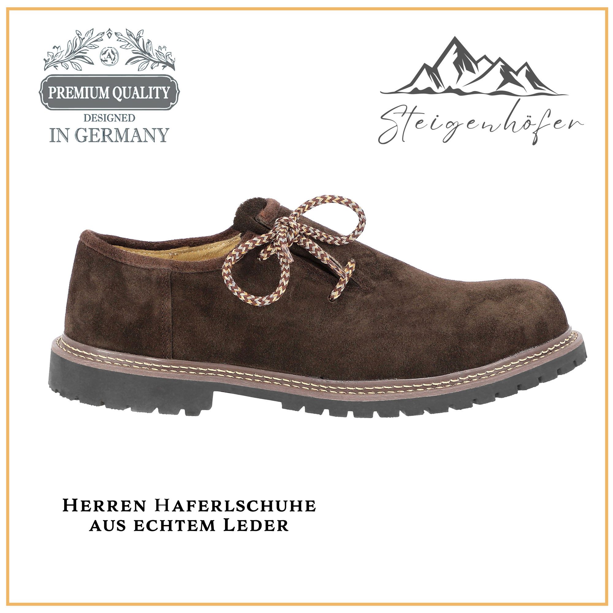 Steigenhöfer Manufaktur Trachtenschuhe Herren - Florian - Echtes Wildleder - Optimale Passform Haferlschuh Echtleder Herrenschuhe fürs Oktoberfest und Feierlichkeiten