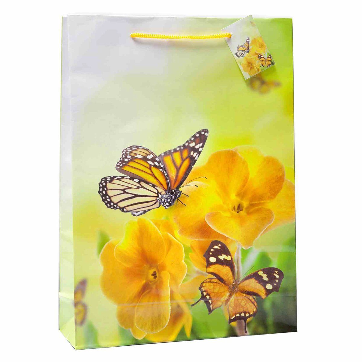 Linoows Tragetasche 10 Stück und Große Primeln Schmetterlinge, Geschenktüten, Papiertragetaschen