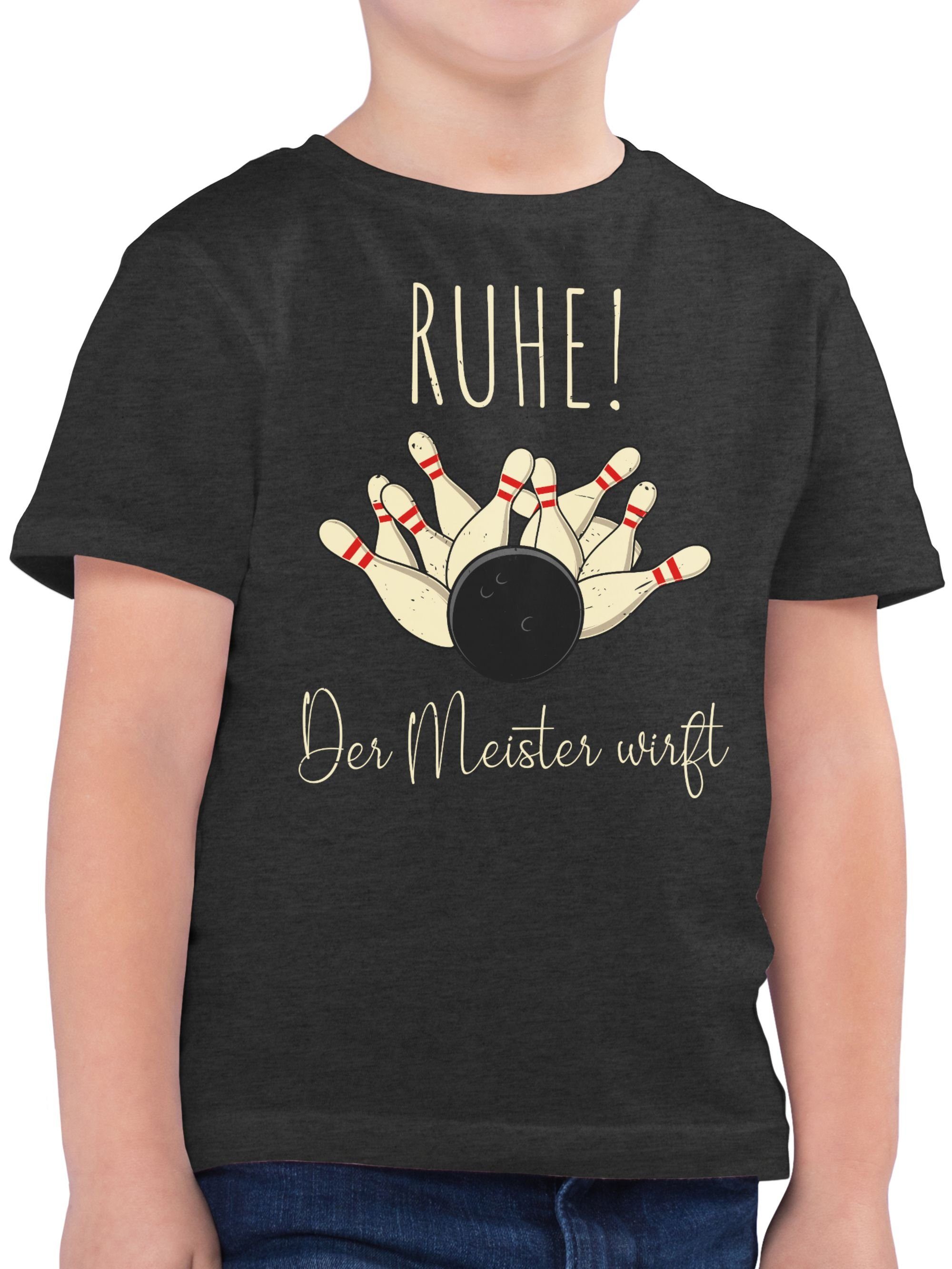 Shirtracer T-Shirt Ruhe Der Meister wirft - Bowling Bowlingkugel Bowler Geschenk Bowling 02 Anthrazit Meliert