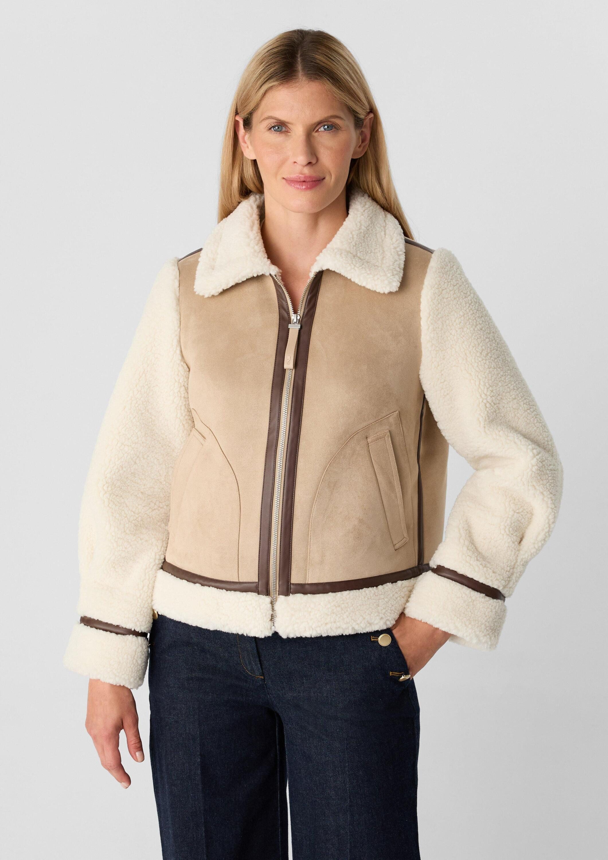 comma Funktionsjacke Outdoor-Jacke Kurze Jacke in Lammfelloptik günstig online kaufen