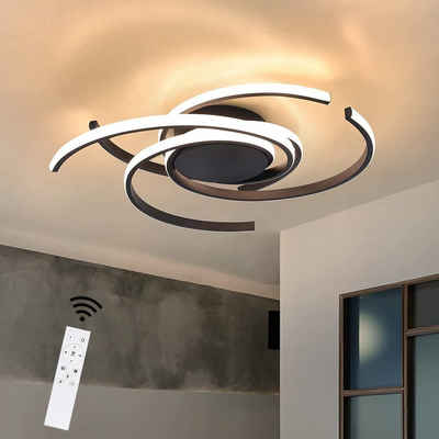 Nettlife LED Deckenleuchte Schwarz Deckenlampe Moderne aus Eisen und Aluminium 77W Ring, dimmbar mit Fernbedienung, LED fest integriert, Warmweiß, Neutralweiß, Kaltweiß, für Esszimmer Schlafzimmer Wohnzimmer Büro Flur