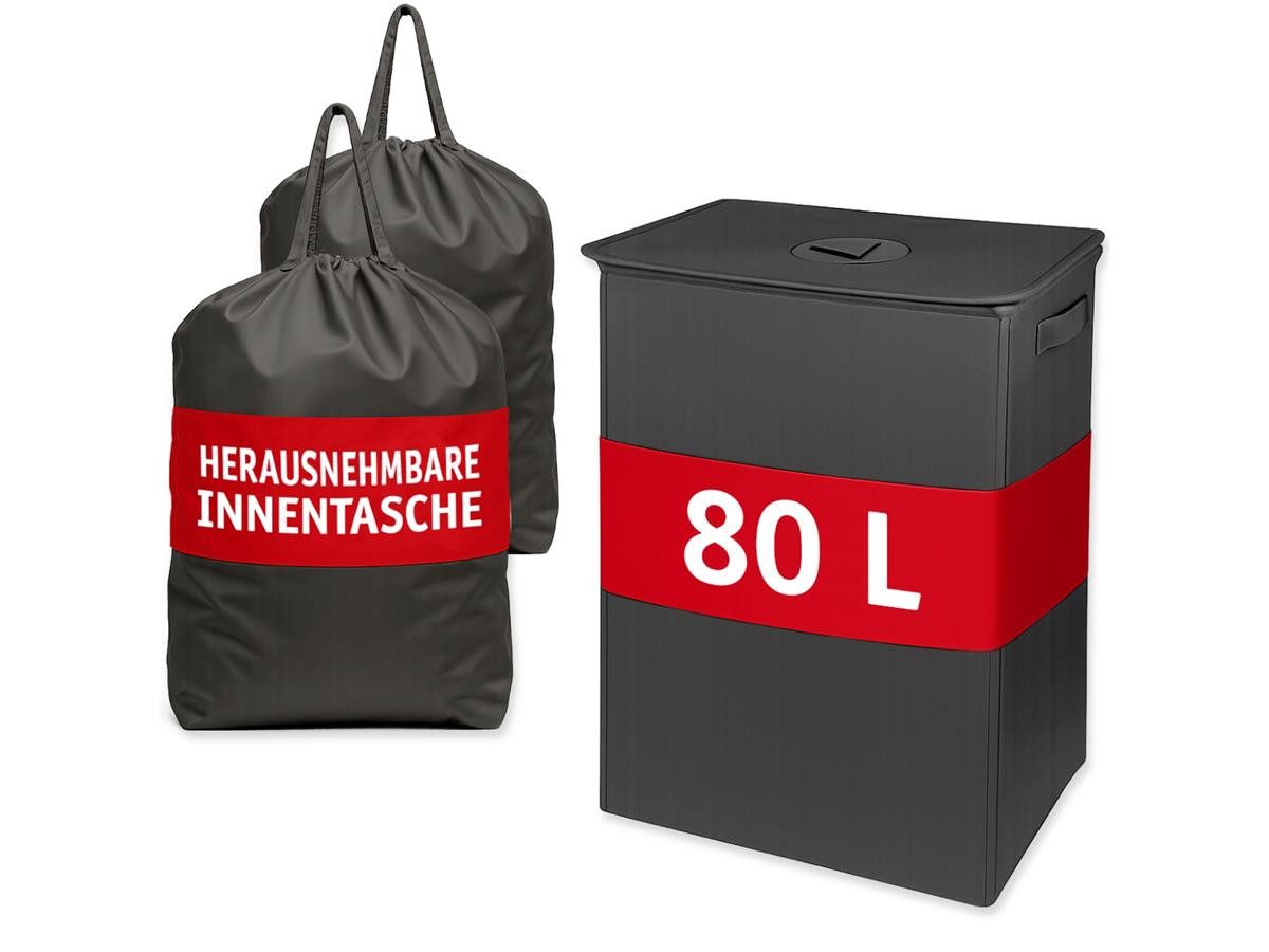 Lefeld Flaschensammler 80L Pfandflaschen Sammelbehälter, 2 herausnehmbare, waschbare Innentaschen