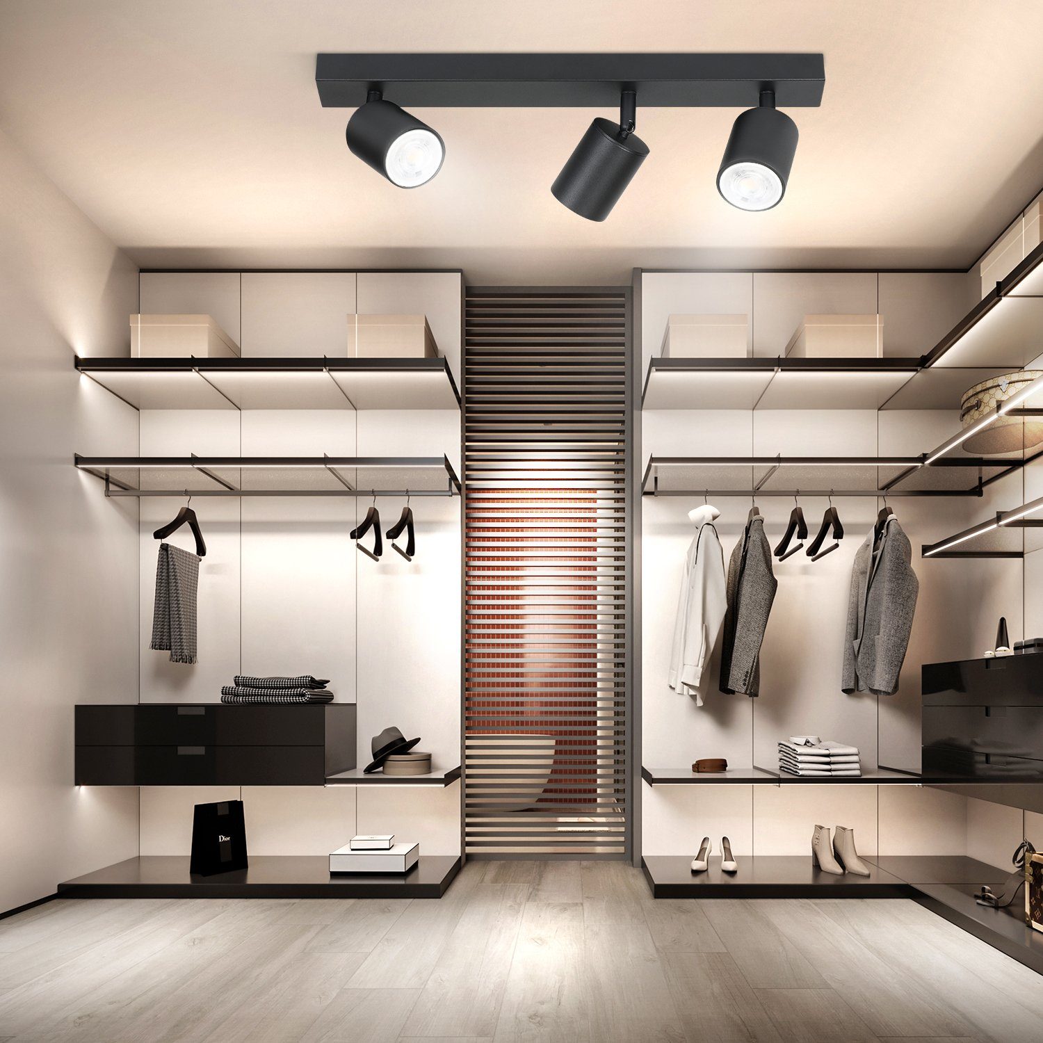 Nettlife Deckenstrahler Vintage Metall 3 Flammig Schwarz Deckenlampe GU10 D günstig online kaufen