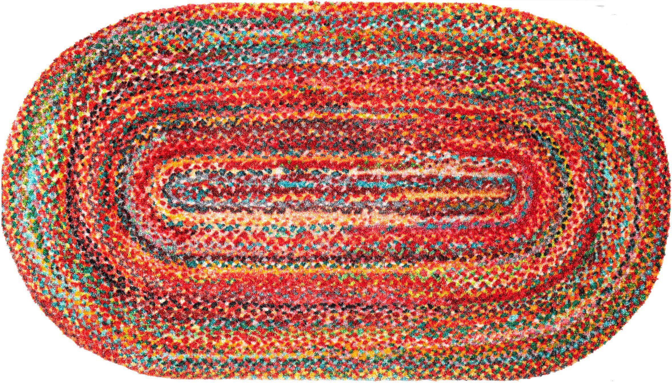 wash+dry by Kleen-Tex Fußmatte Wovells, oval, Höhe: 9 mm, Schmutzfangmatte, rutschhemmend, In- und Outdoor geeignet, waschbar