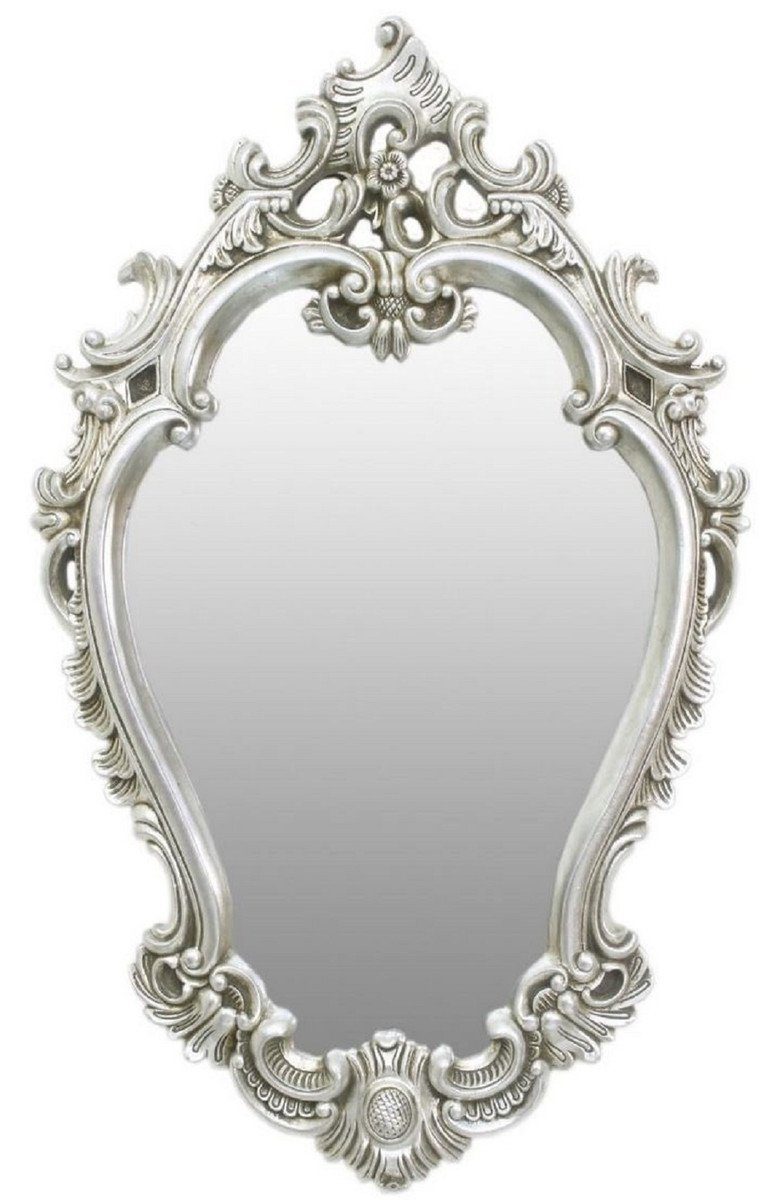 Casa Padrino Barockspiegel Barock Spiegel Silber 65 x H. 105 cm - Prunkvoller Wandspiegel im Barockstil - Garderoben Spiegel - Wohnzimmer Spiegel - Barock Möbel