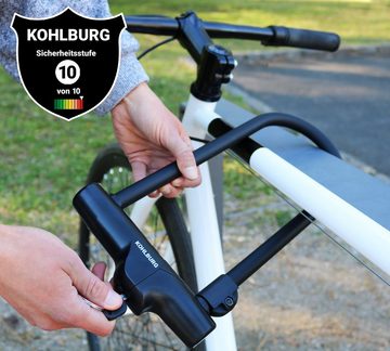 KOHLBURG Bügelschloss Sicherheitsstufe 10/10 – Sicherheitsschloss mit 170cm Kabel, großes Fahrradschloss mit Halterung für E-Bike & Fahrrad