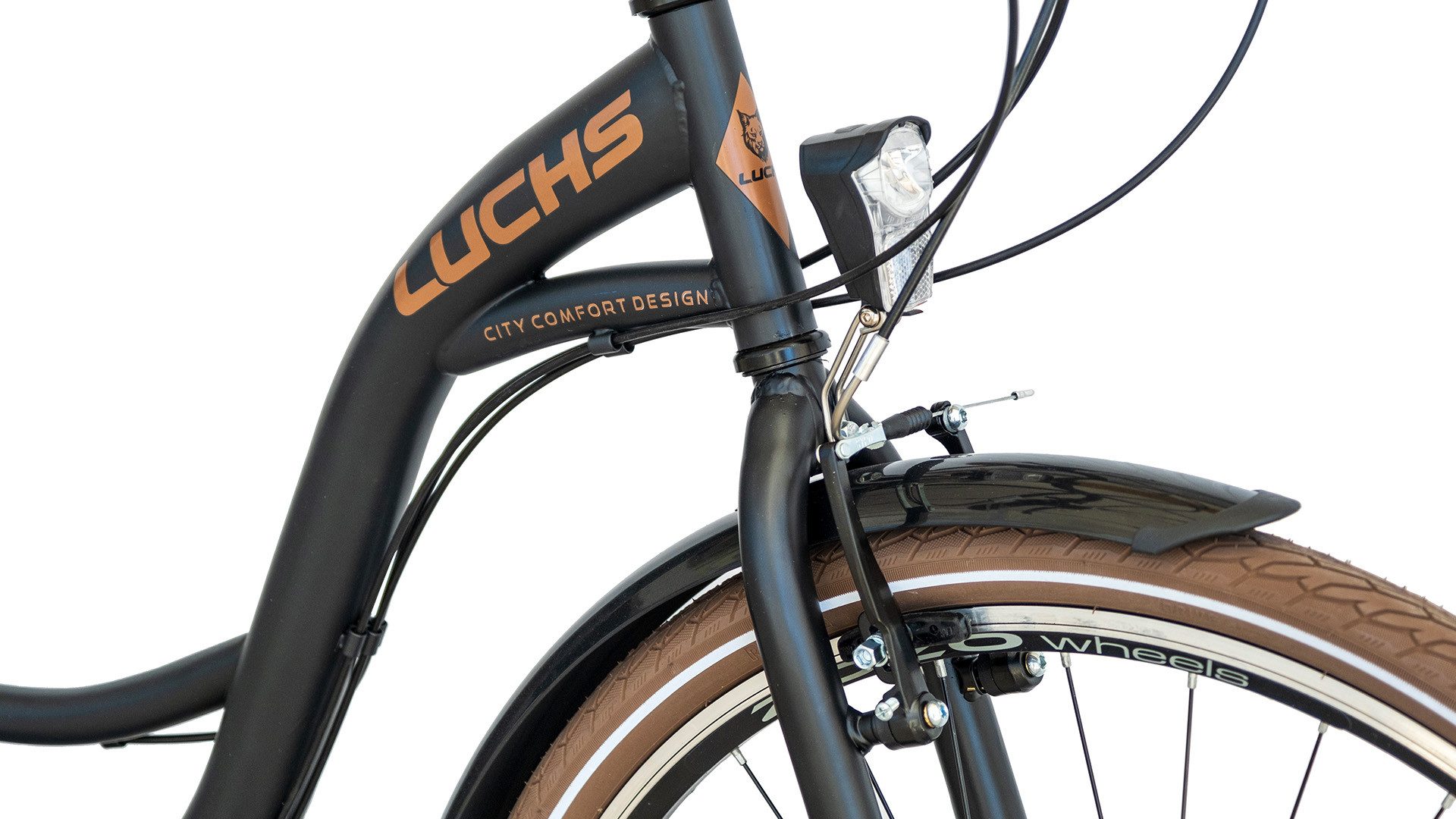 LUCHS Cityrad Feline Damenfahrrad 28 Zoll – Cityfahrrad Hollandrad – Citybike, 21 Gang SHIMANO, Frontkorb – Citybike für Alltag & Freizeit