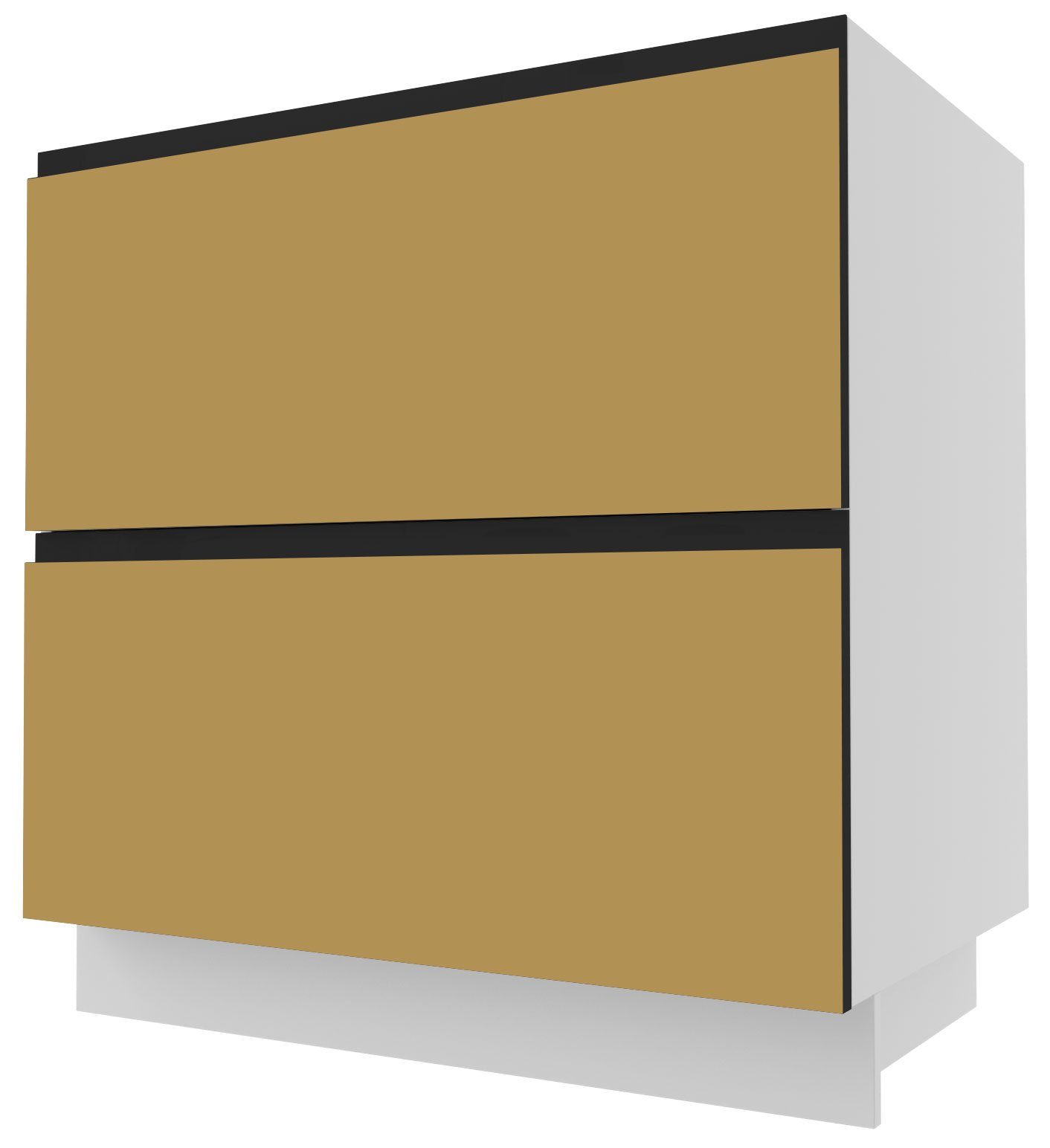 Velden wählbar 80cm Front- (Teilauszug) matt gold Unterschrank & Korpusfarbe Feldmann-Wohnen Schubladen 2 super grifflos