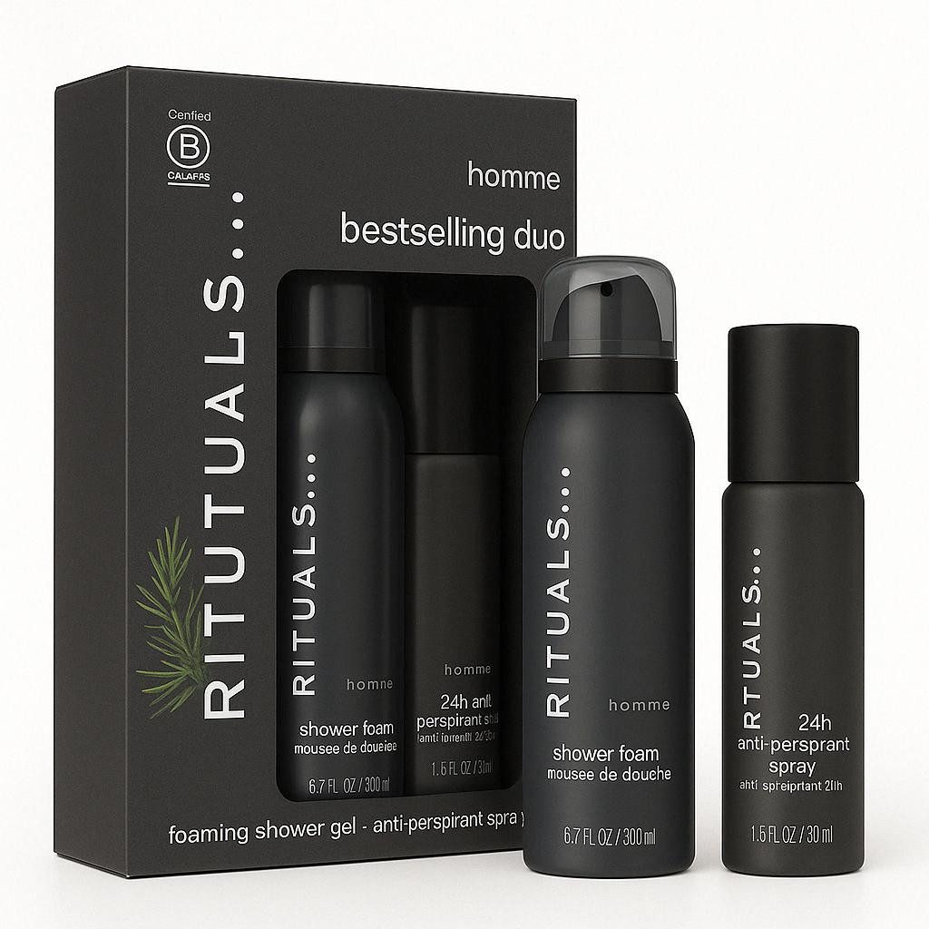 Rituals Pflege-Geschenkset Rituals Homme Collection Mini Set – Deo & Duschschaum, 2-tlg., Deo (50 ml) & Duschschaum (50 ml) mit dem Duft der Homme Collection