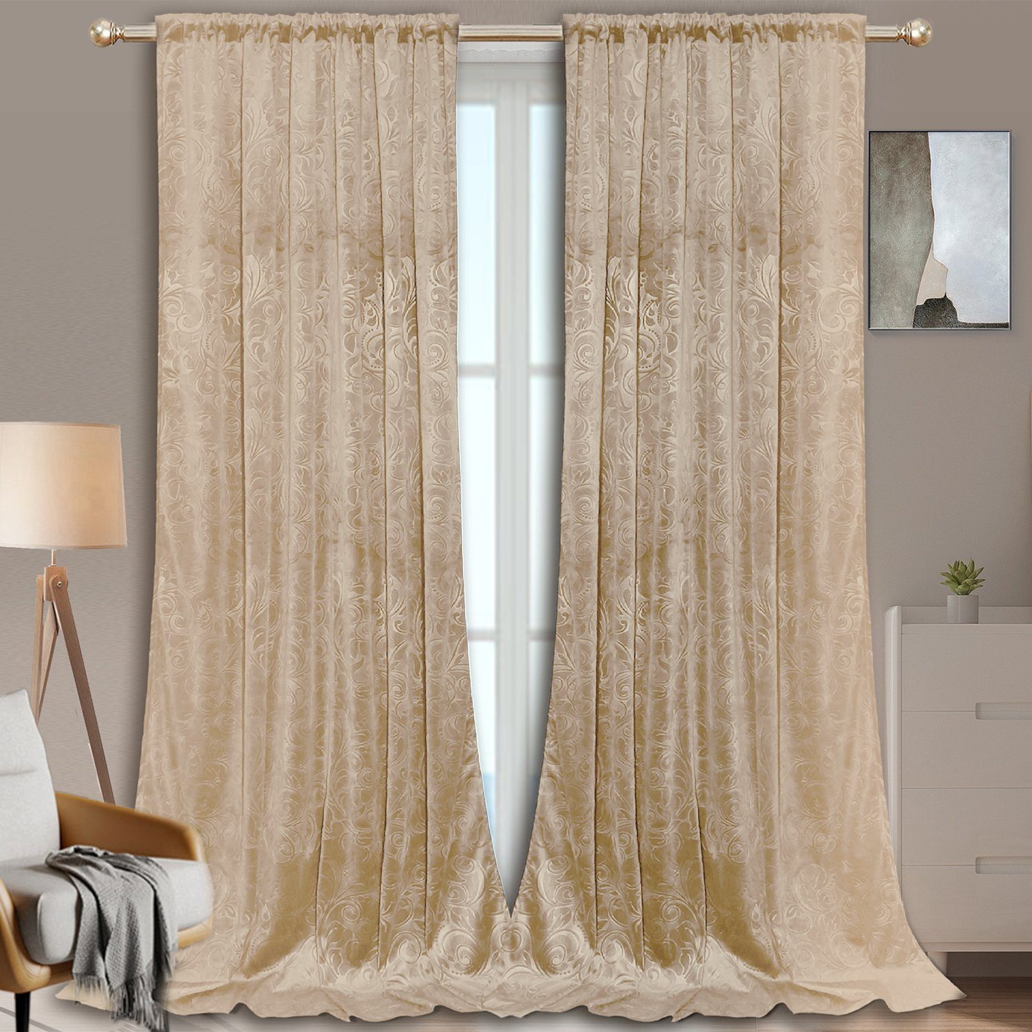 BTTO V&G Vorhang Gardinen Blickdicht Vorhang Samt Velvet Kräuselband (2 St) günstig online kaufen