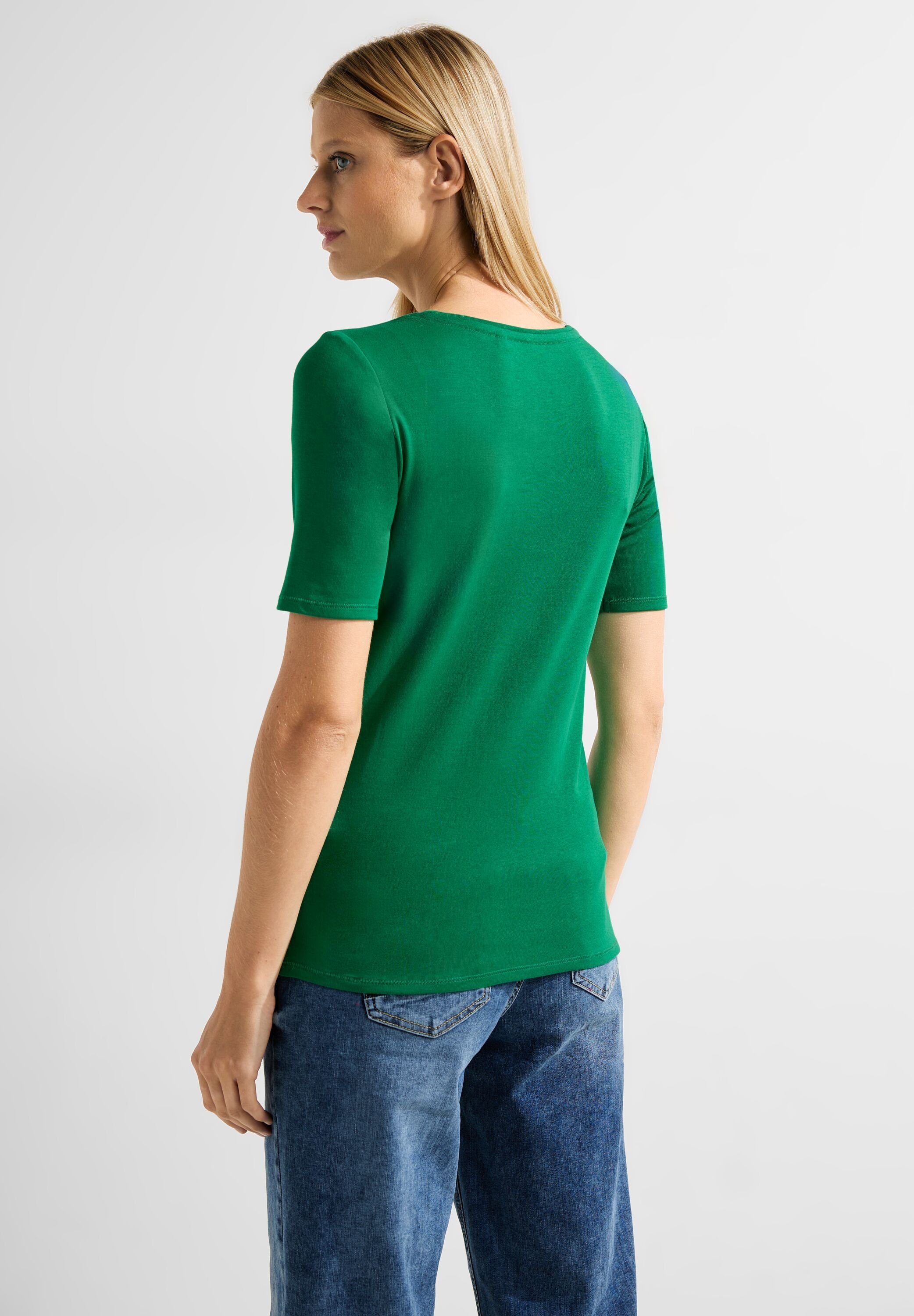 in green Unifarbe T-Shirt easy Cecil
