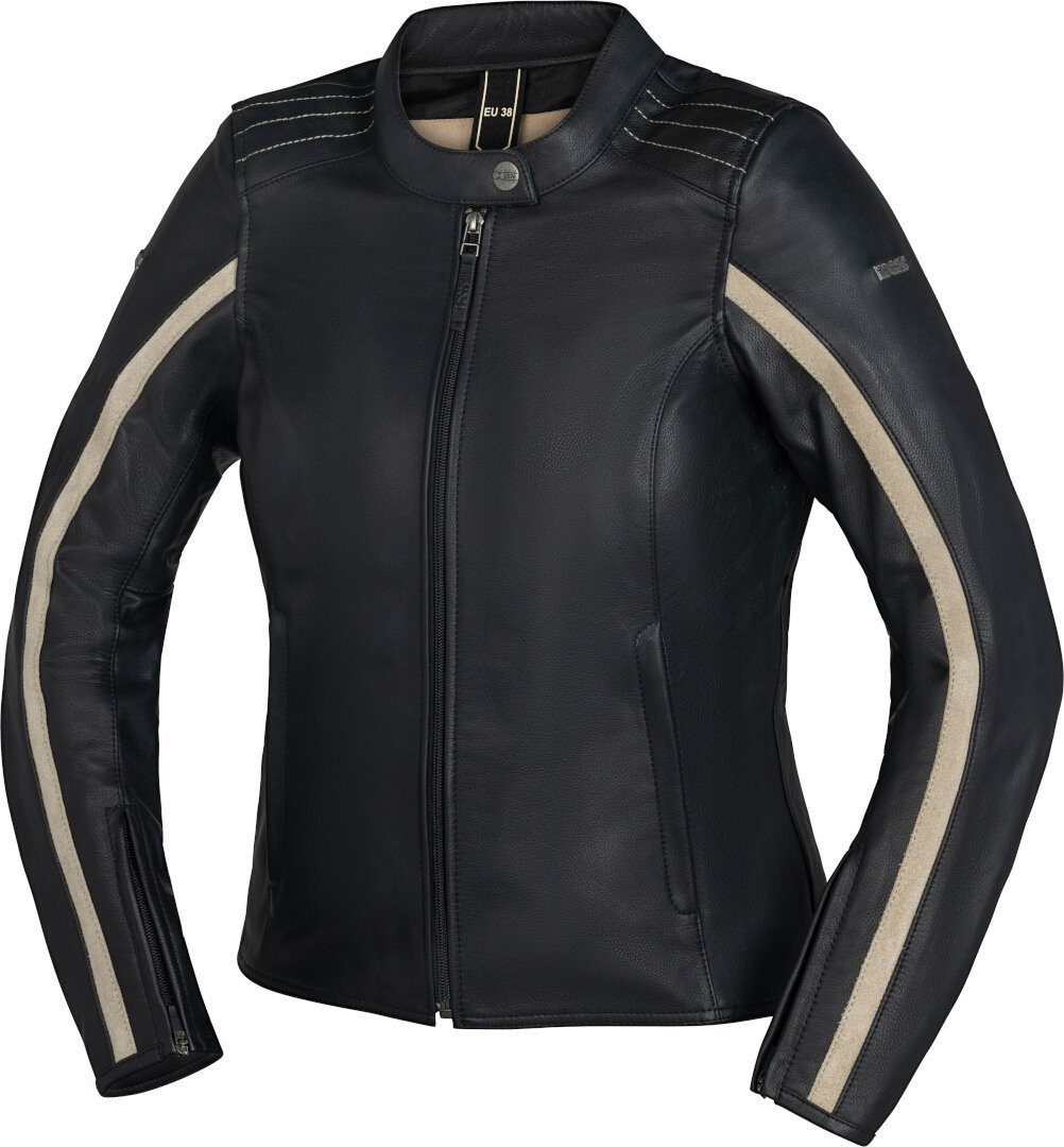 IXS Motorradjacke Stripe Damen Motorrad Lederjacke protektoren reißverschluss