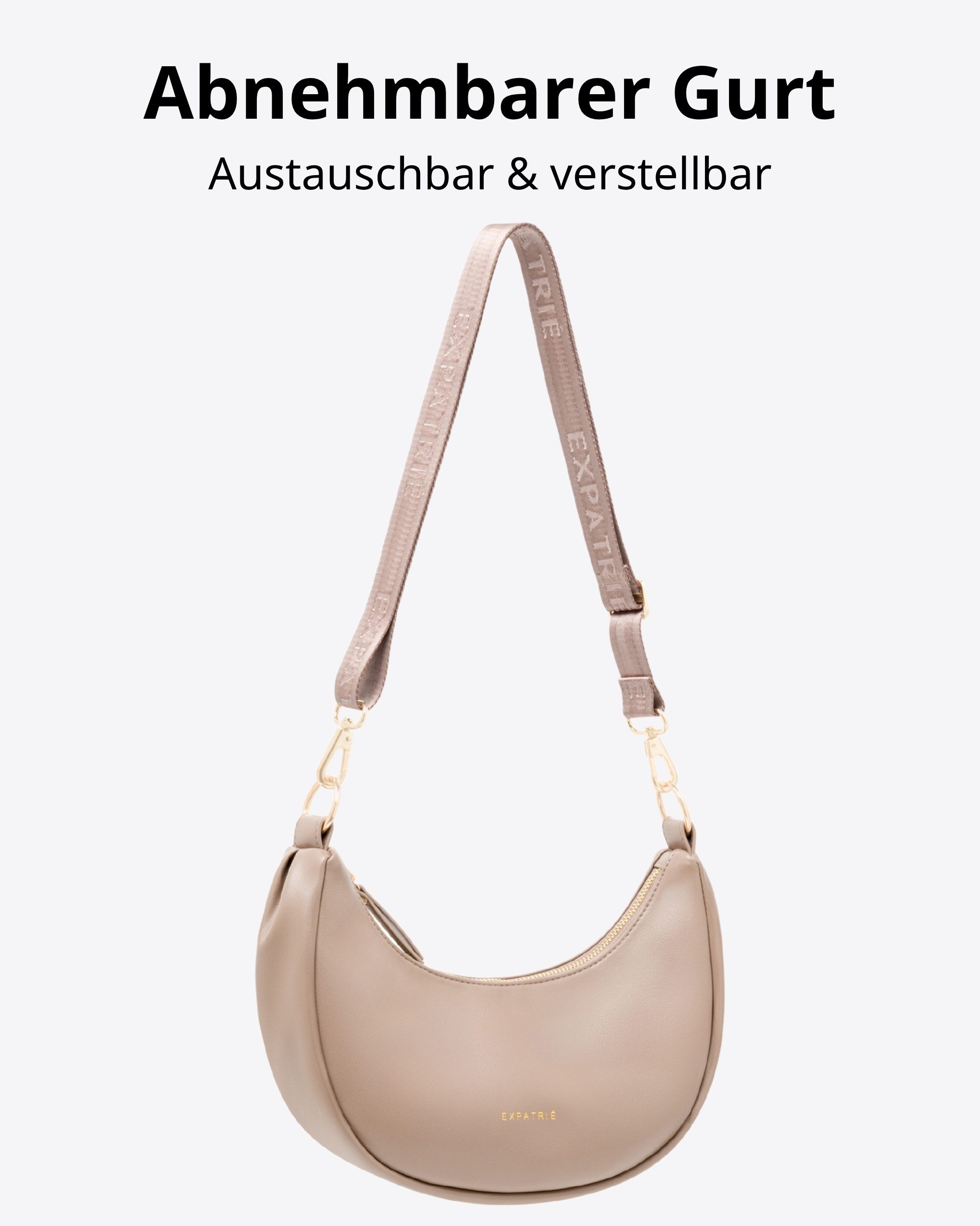 Expatrié Umhängetasche Lea Small Half Moon Bag Schultertasche, Elegante Crossbody Bag in Halbmond Form, Wasserabweisend – Bild 3 von 5