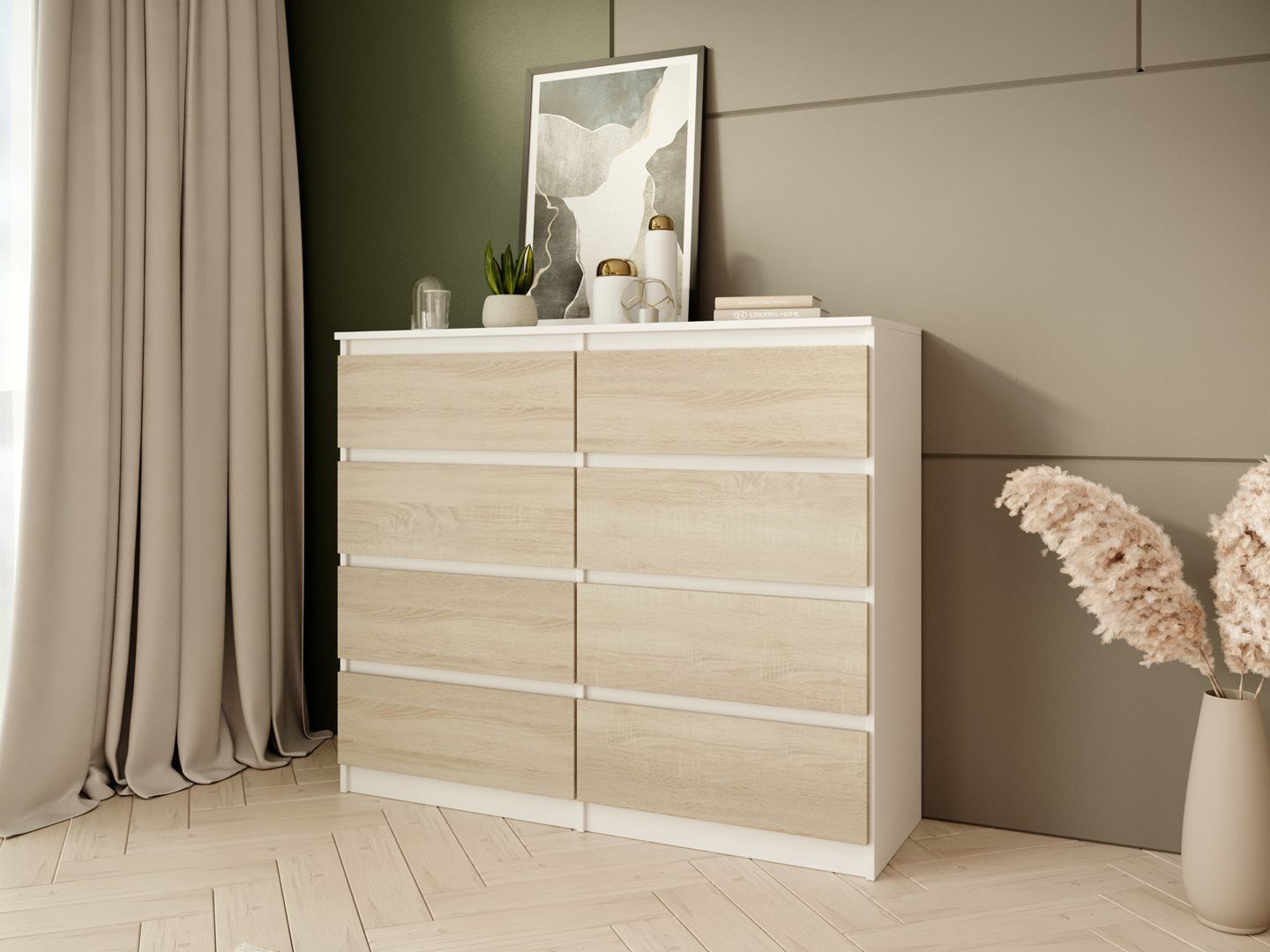 Beautysofa Kommode mit acht Schubladen LOOK, Modernes Design, Zeitloser Stil