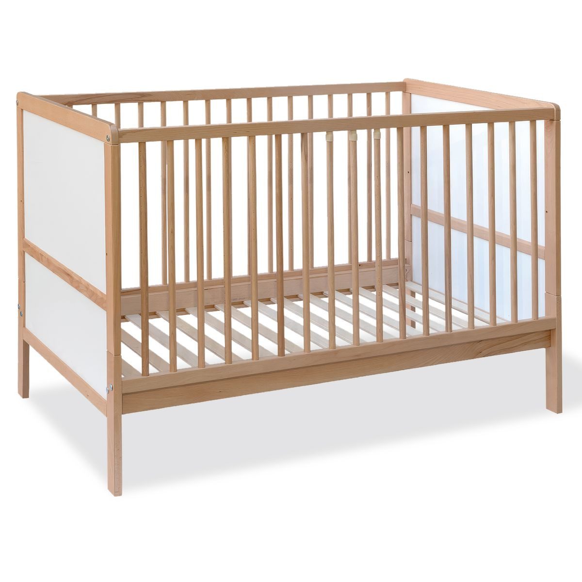 Pinolino® Babybett Carla Buche - Natur, Kinderbett 70 x 140 cm höhenverstellbar mit Schlupfsprossen