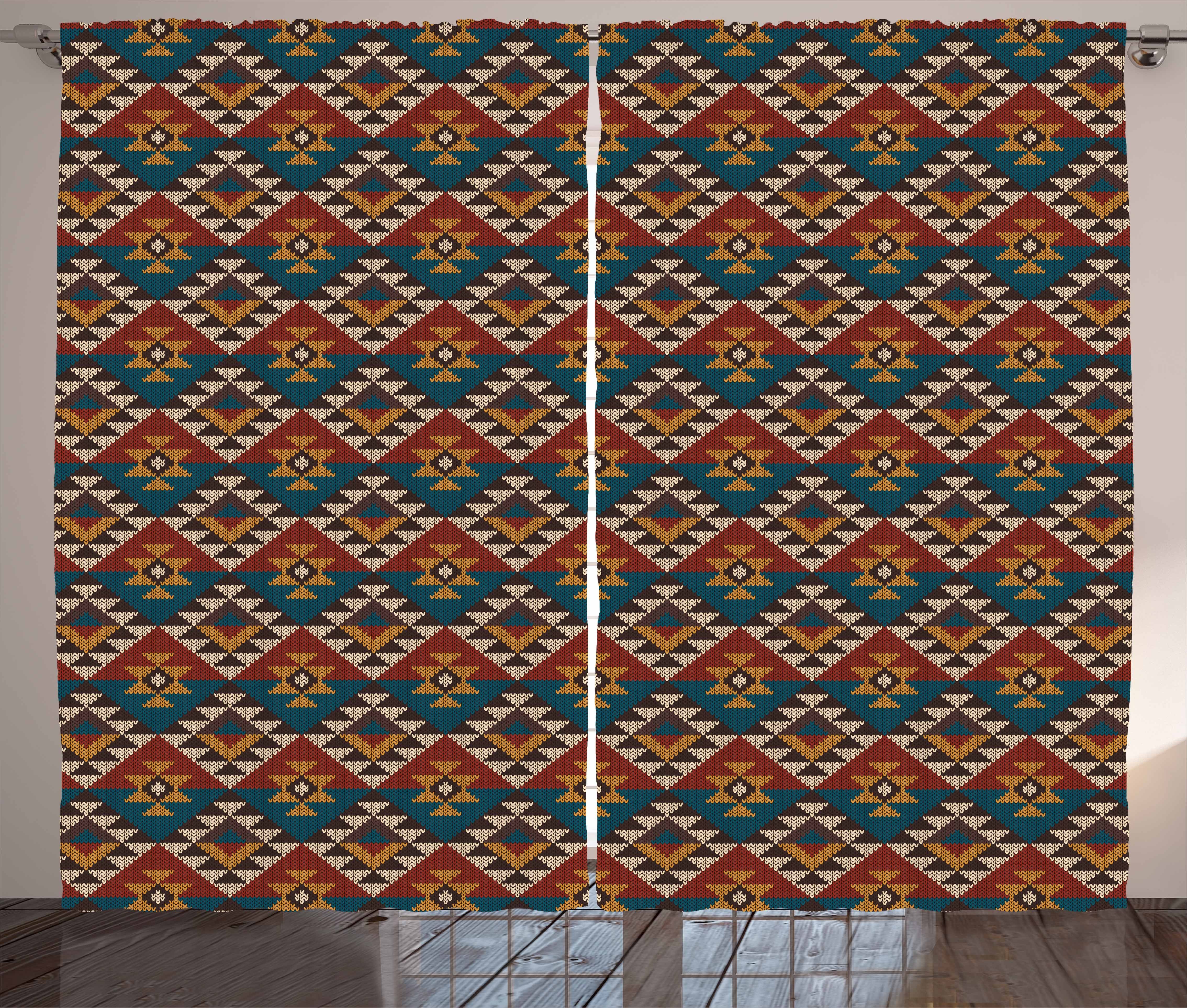 Gardine Schlafzimmer Kräuselband Vorhang mit Schlaufen und Haken, Abakuhaus, Geometrisch Kunstdesign