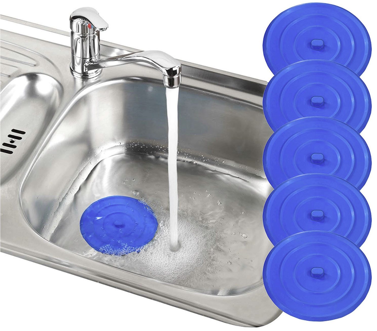 Maximex Waschbeckenstöpsel Universal, Ø 11 cm (Set, 5 St), Abflussstöpsel, Silikon, für Standardwannen, Waschbecken & Spüle