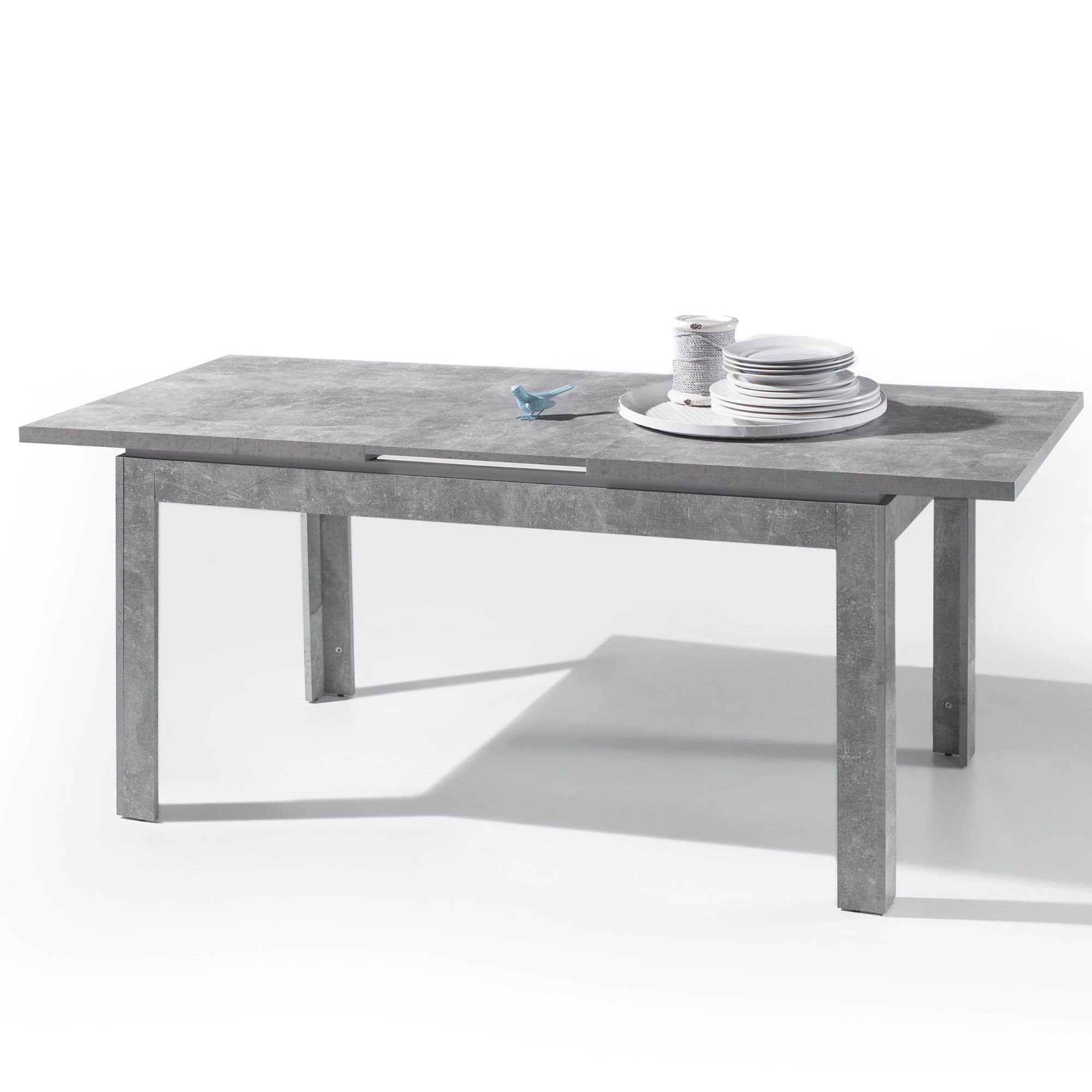 PREISBRECHER Esstisch Stone, in beton weiß abgesetzt, Holzwerkstoff - 140x76x80cm (BxHxT)