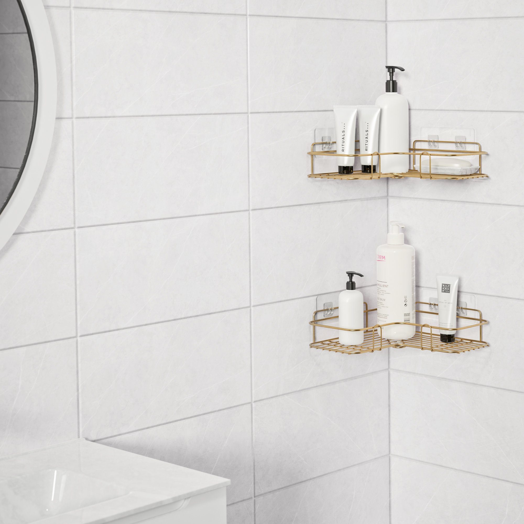 Navaris Duschablage 2x Duschablage ohne Bohren - Bad Duschregal Eckregal 2e günstig online kaufen