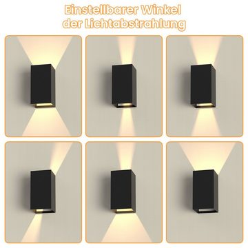 ZMH LED Wandleuchte Wandlampe Innen - Up Down Schwarz LED Außenlampe 5W Schlafzimmer, ‎Energieeffizient, LED fest integriert, Nicht austauschbar, Wasserdicht Aussenlampe Treppenhaus