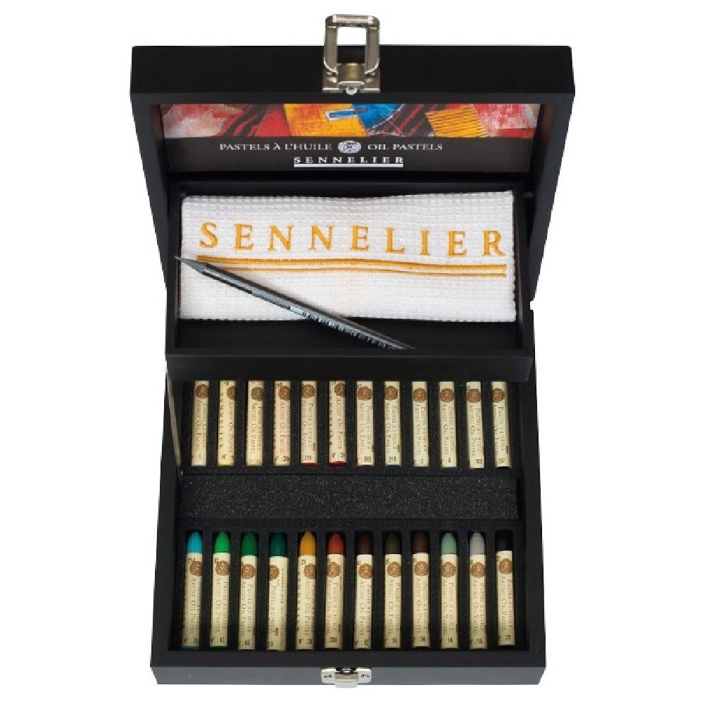 SENNELIER Pastellkreide 24 Ölpastelle, Holzkoffer-Set inkl. Zubehör
