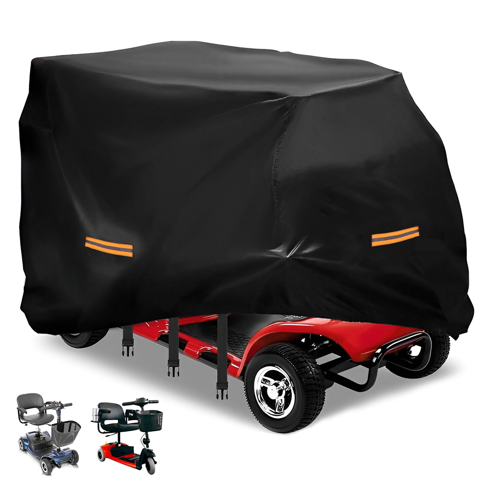 BlingBin Faltgarage Elektromobil Abdeckhaube Wasserdicht, Abdeckung für Mobilitätsroller (1er Set, 1-St., Abmessungen: 124 × 58 × 99 cm), Outdoor-Regenschutz mit Gummiband für Behinderten-Roller, Schwarz