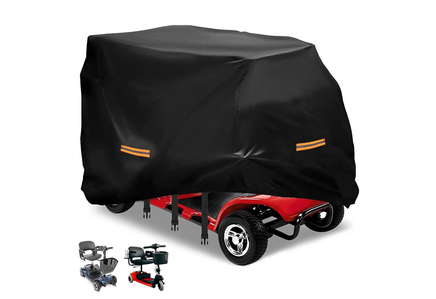 BlingBin Faltgarage Elektromobil Abdeckhaube Wasserdicht, Abdeckung für Mobilitätsroller (1er Set, 1-St., Abmessungen: 124 × 58 × 99 cm), Outdoor-Regenschutz mit Gummiband für Behinderten-Roller, Schwarz
