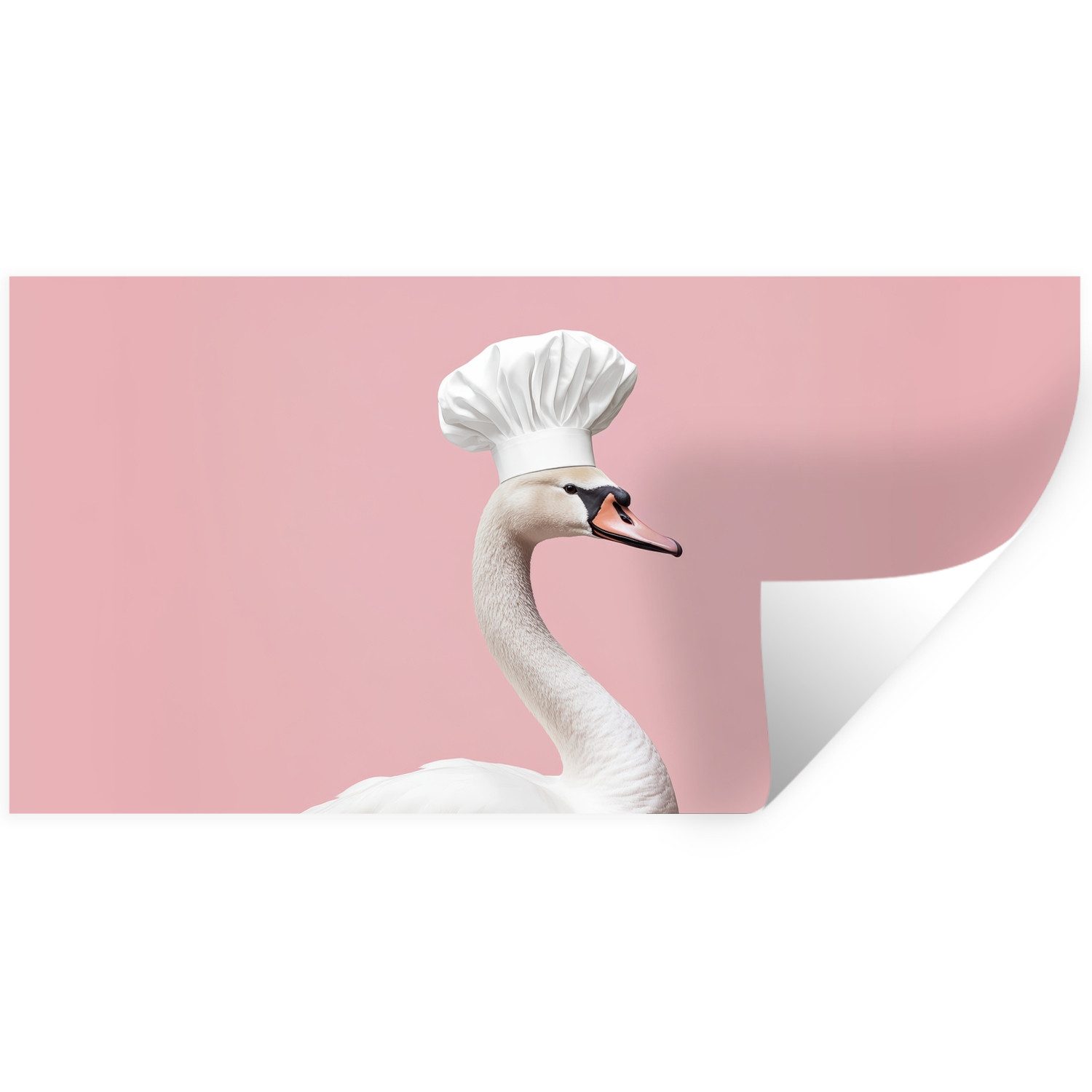 MuchoWow Wandsticker Schwan - Kochmütze - Schön - Klassisch (1 St), Sticker für die Wohnzimmer und Schlafzimmer, 80x40 cm