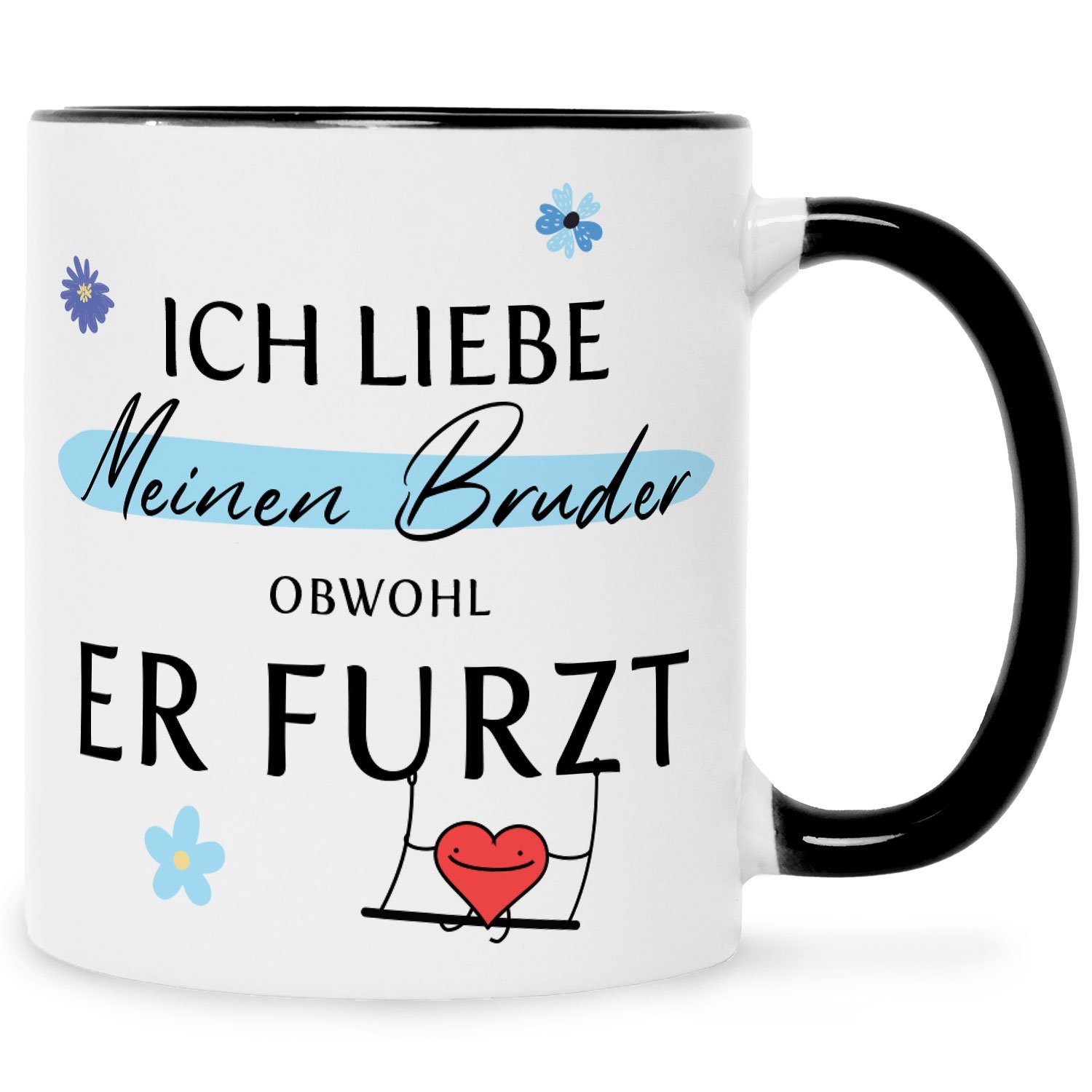 GRAVURZEILE Tasse Bedruckte Tasse mit Spruch - Ich liebe meinen Bruder  obwohl er furzt, Witzige Lustige Geschenke - für den besten Bruder zum  Geburtstag