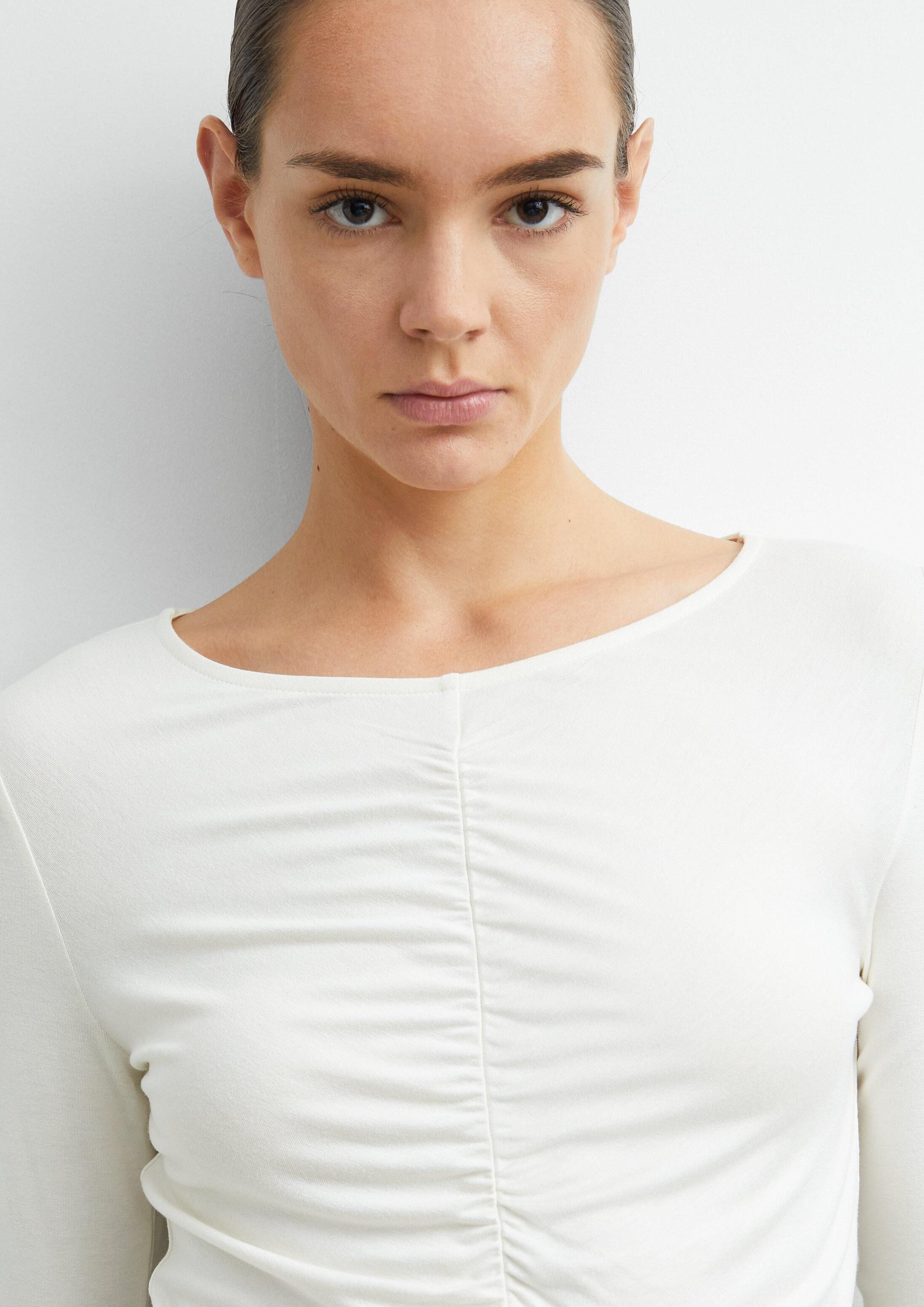 comma Langarmshirt T-Shirt Viskosemix-Shirt mit Raffung – Bild 4 von 5
