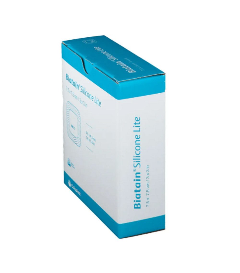 Coloplast Gips-und Verbandschutz BIATAIN Silicone Lite Schaumverband 7,5x7,5 cm, Hautfreundlicher Schaumverband