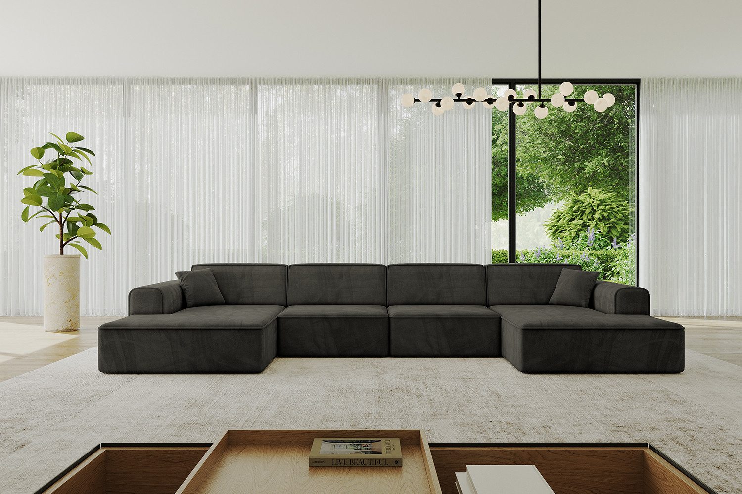 ALTDECOR Wohnlandschaft IREA-U2-v3, Sofa Praktische Bequeme Funktionsecke Couch U-Form Eckcouch, Corner Sofa U-Form Vielseitige Sofa Wohnlandschaft Wohnzimmer
