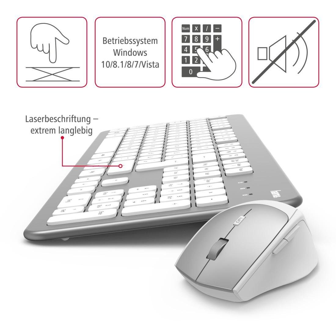 Hama Maus-Set weiß Tastatur- und Tastatur/Maus-Set Funktastatur-/Maus-Set "KMW-700"