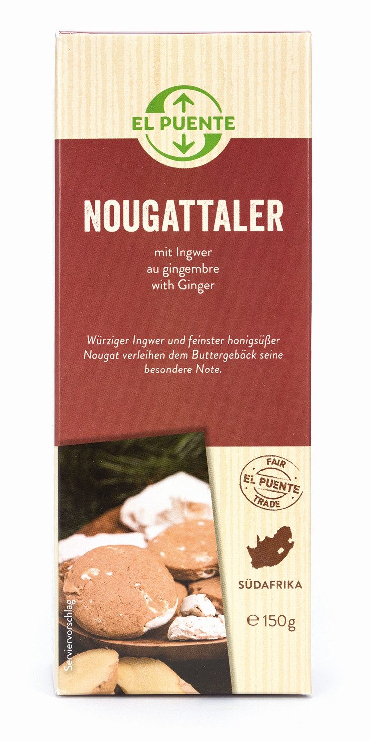 El Puente Knabberei Nougattaler - Mürbekekse mit Nougat & Ingwer, Fair Trade, Fair Trade