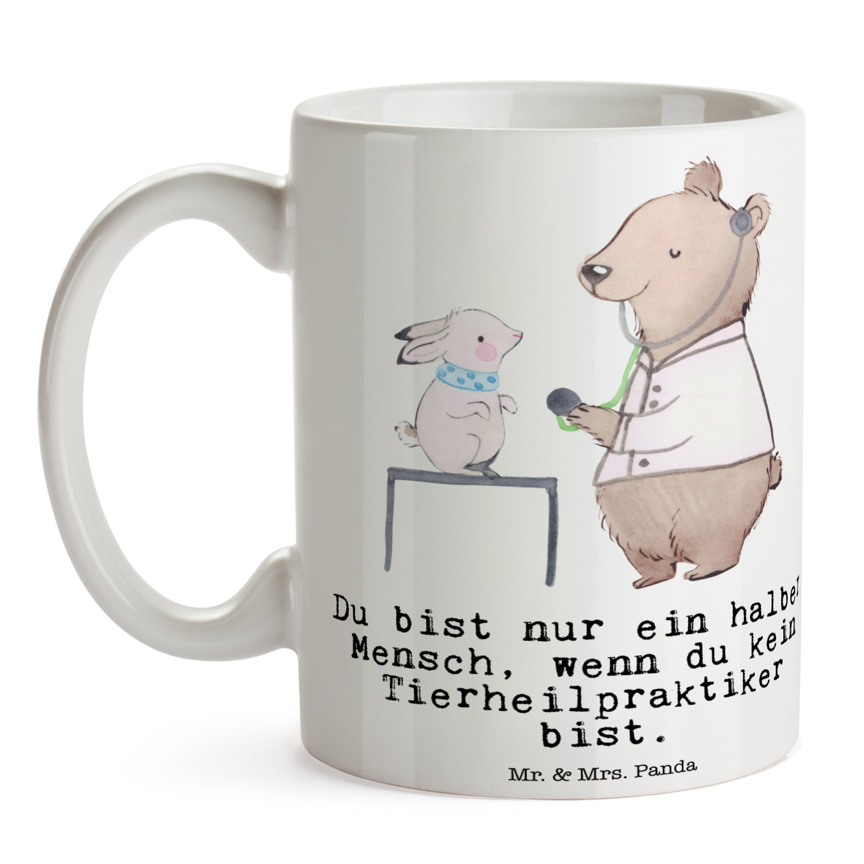 - Mr. Tasse Sprüche, - Panda Mrs. mit Geschenk, Tasse Herz Mo, Tasse & Keramik Tierheilpraktiker Weiß