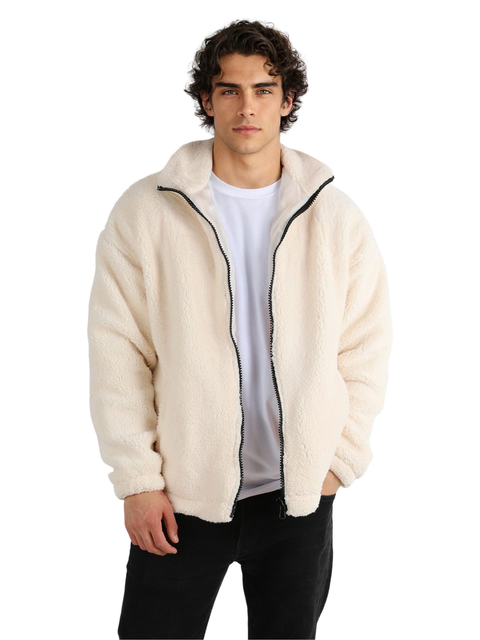 Megaman Jeans Hoodie Herren Plüsch-Sweatshirt Sweatshirt Pullover mit Zippe günstig online kaufen