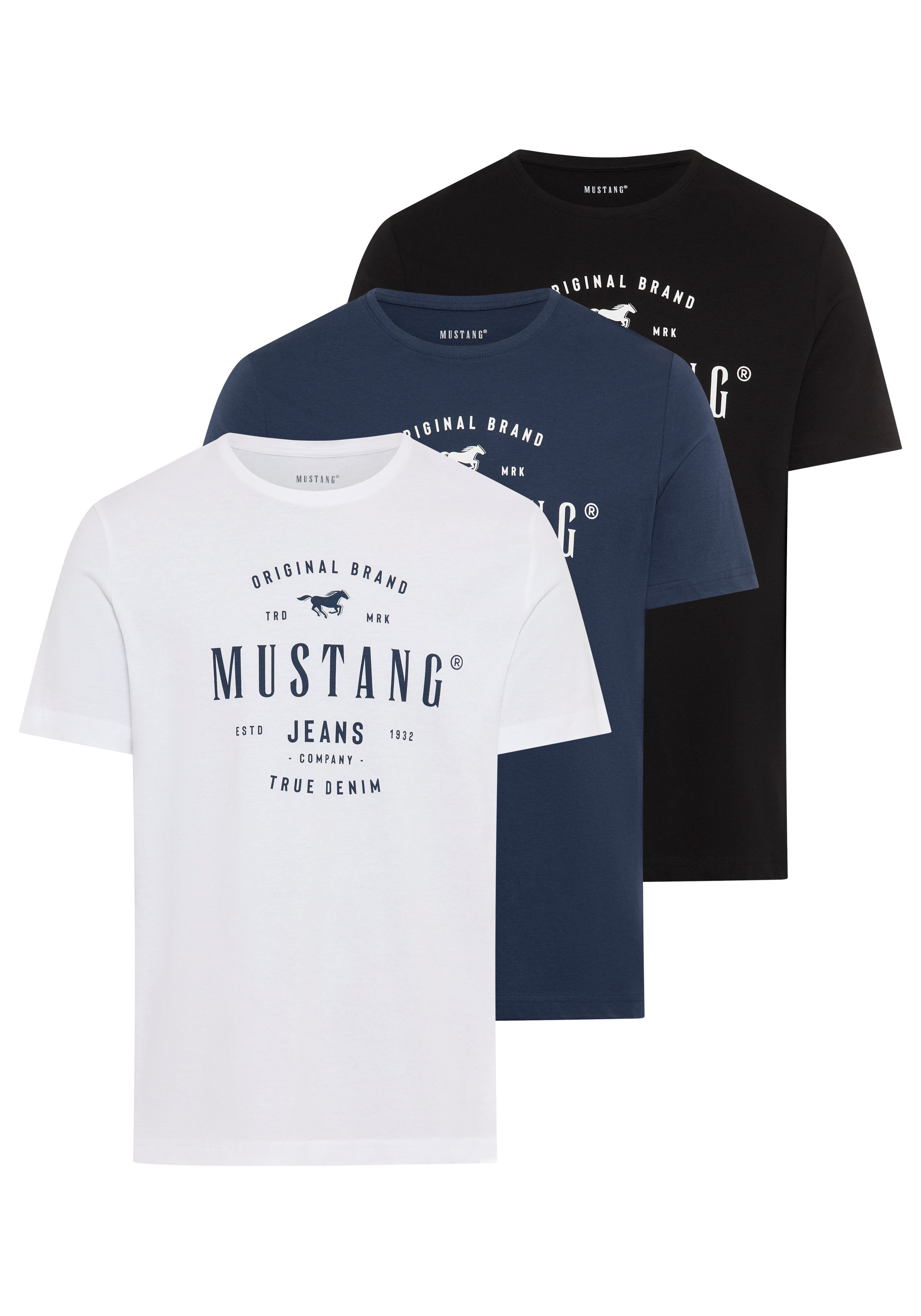MUSTANG T-Shirt Style Alex 3-Pack (Packung, 3-tlg., 3er) mit plakativem Dru günstig online kaufen