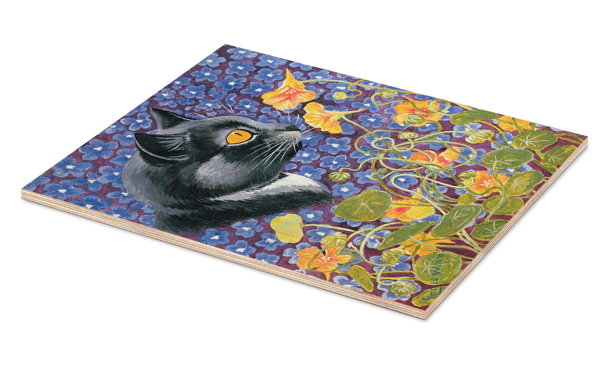 Posterlounge Wandbild Eine Katze im Blumenmeer, Louis Wain, erhältlich als Poster, Leinwandbild, Wandsticker oder Acrylglasbild