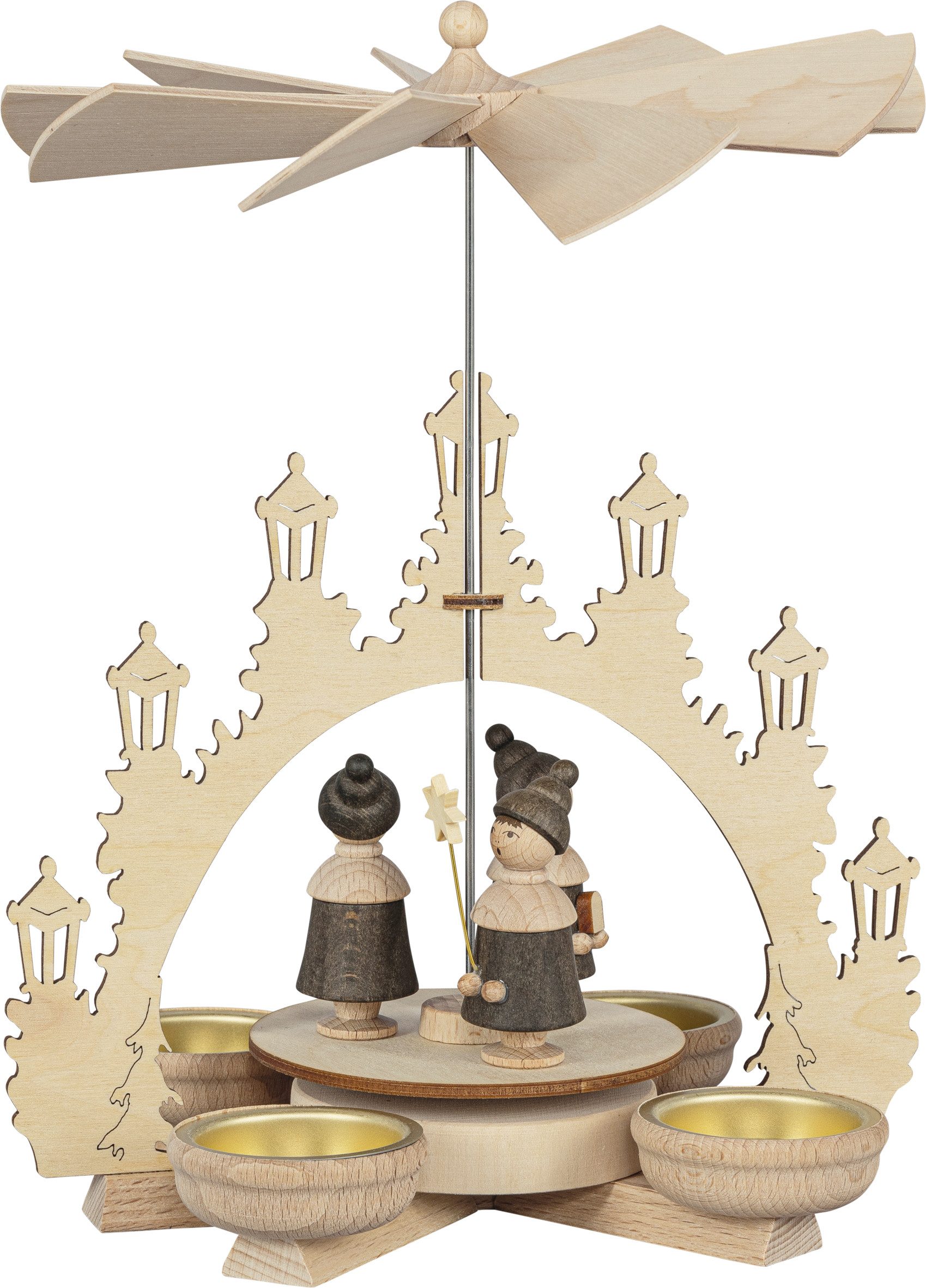 SAICO Original Weihnachtspyramide Tischpyramide, Kurrende, für 4 Teelichte, HxØ: 25x17 cm