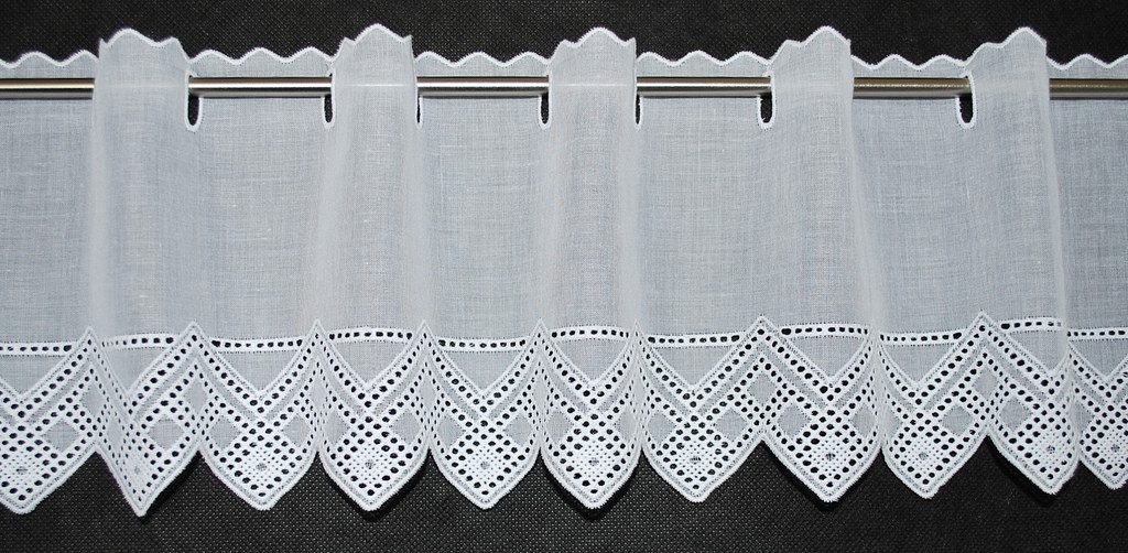 Gardinen Kranzusch Scheibengardine gezackter Abschluss, Stangendurchzug, tr günstig online kaufen