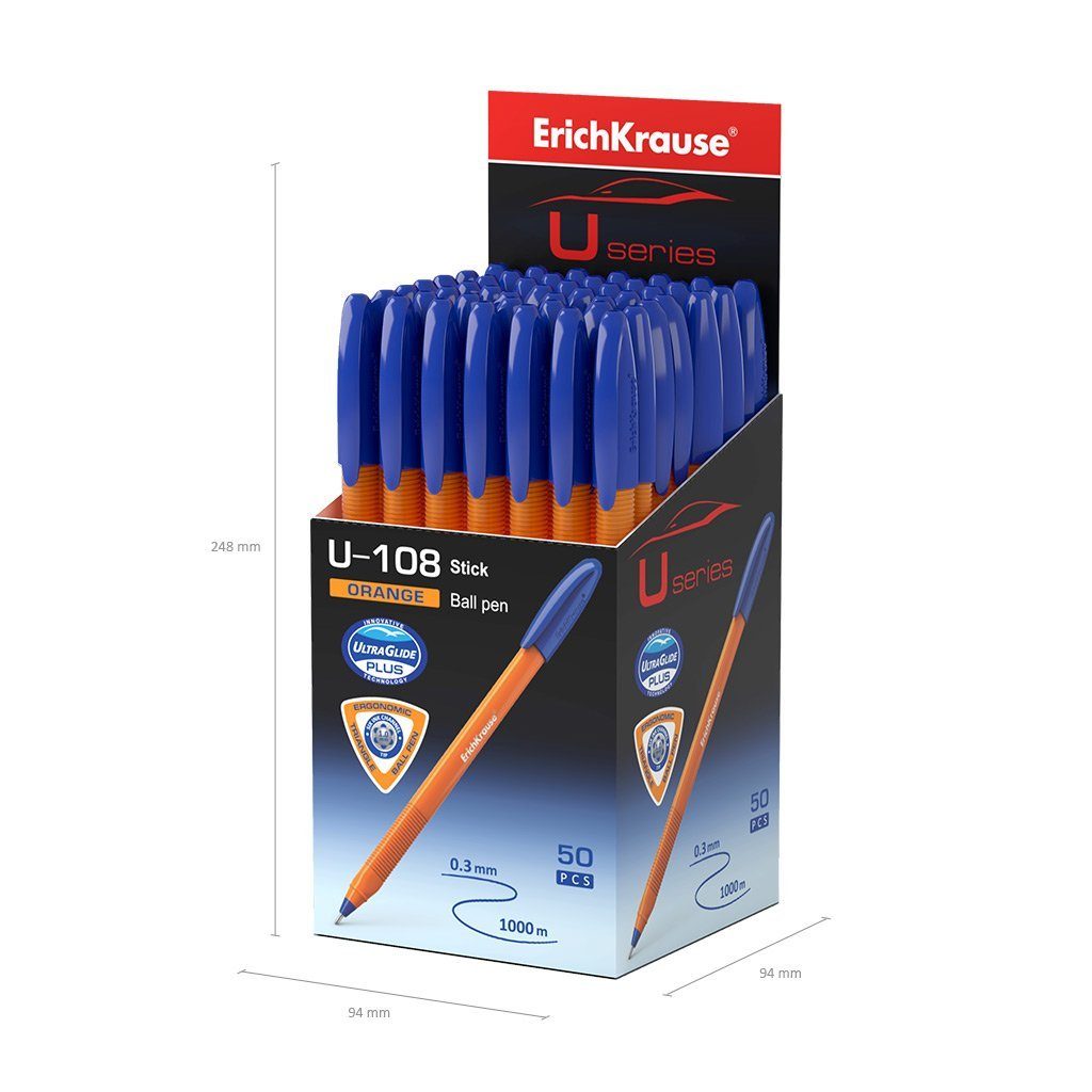 Erich Krause Kugelschreiber, Kugelschreiber U-108 Orange Blau Pack Kunststoff 1.0 50er Stick Tinte