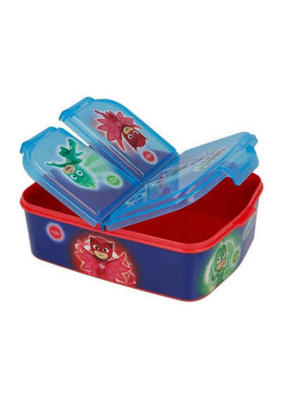 PJ Masks Lunchbox Brotdose Pyjama-Helden, Vesperdose mit 3 Fächern, BPA-frei