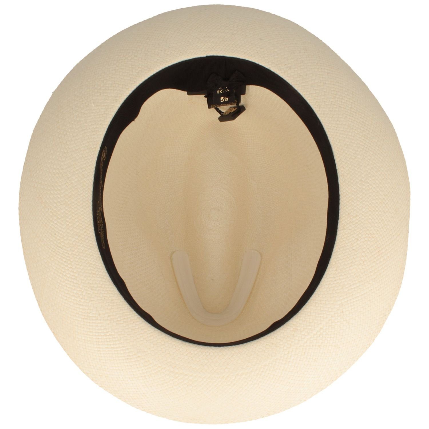 Quito Panama hochwertiger Hut handgeflochtener rauchblau natur/Bd. Strohhut Borsalino 7580