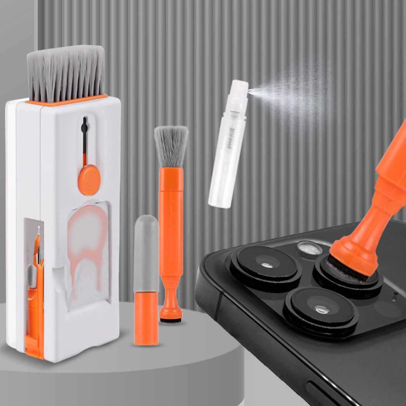 shop'n smile ideoon Tastatur-Reinigungs-Set Multifunktionales 11-in-1 Reinigungsset mit Bürsten & Linsenreiniger, (11-St), 11-teiliges Gadget-Reinigungsset Display-Wischer für PC, Handy & Audio