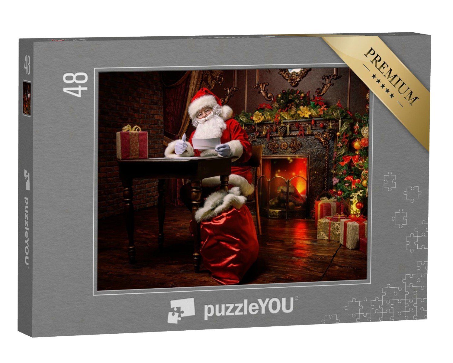 puzzleYOU Puzzle Weihnachtsmann bereitet sich auf Weihnachten vor, 48 Puzzleteile, puzzleYOU-Kollektionen Weihnachten