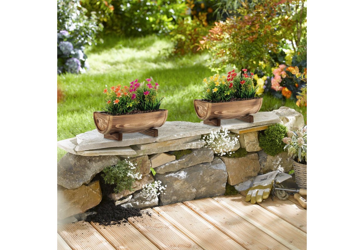 Thumbnail - relaxdays Blumenkasten Holz Blumenkasten 2er Set