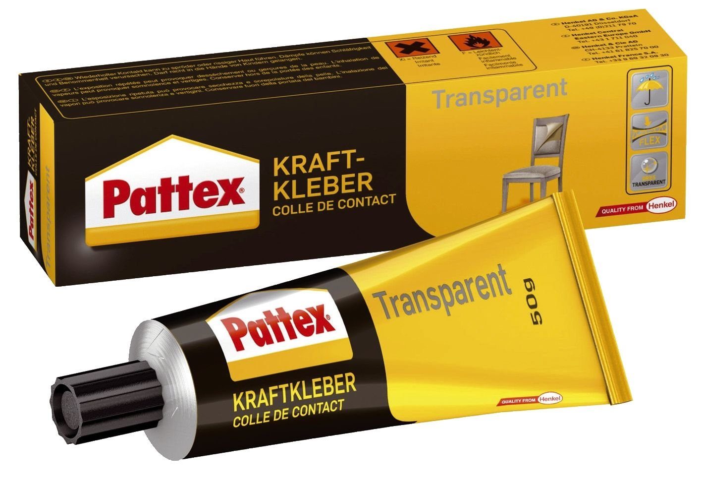 Pattex Handgelenkstütze Pattex Kraftkleber Transparent, Kontaktkleber, Tube 50g